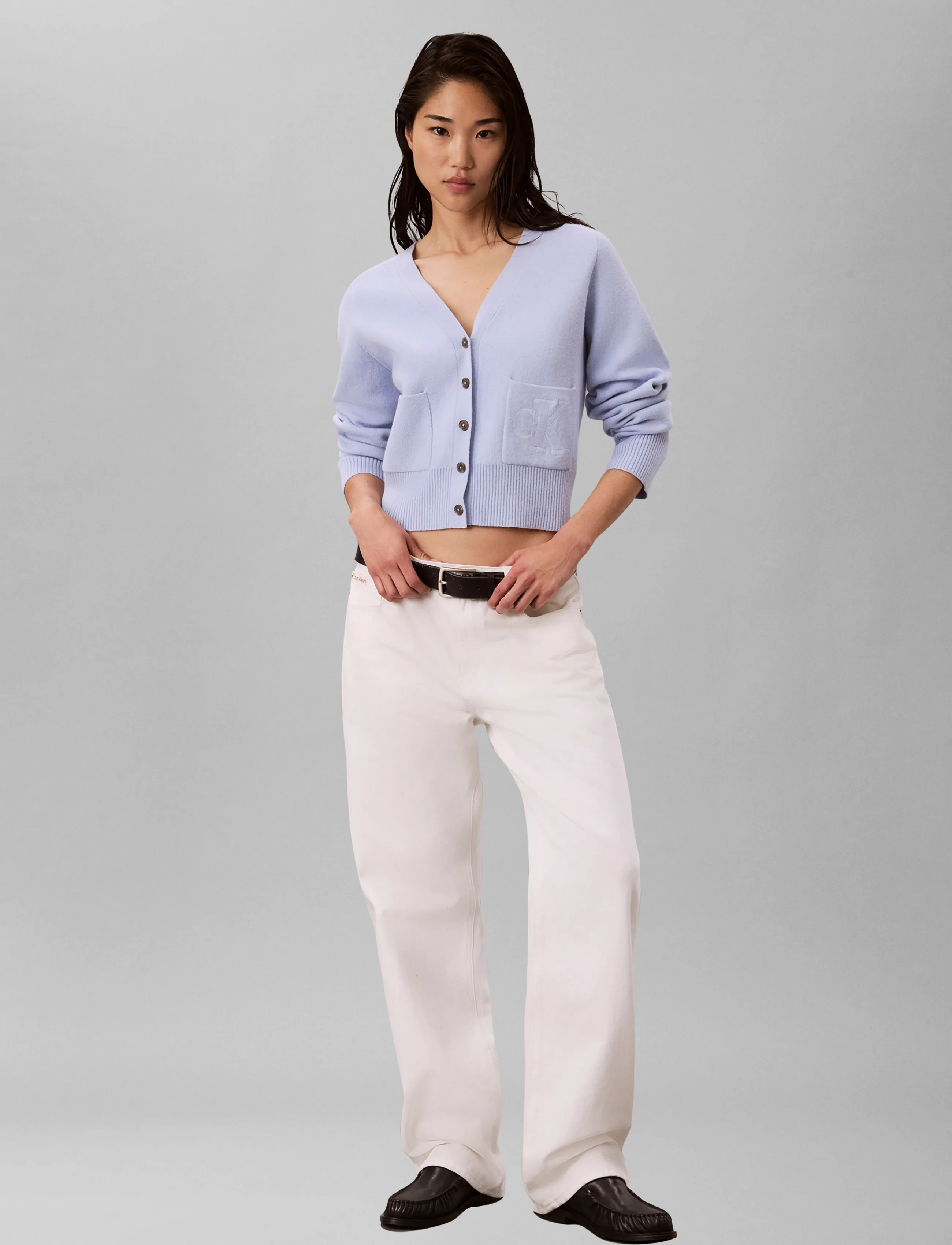 Calvin Klein Jeans WOOL COTTON RAGLAN CARDIGAN - Strik - SWEET BLUE / blue