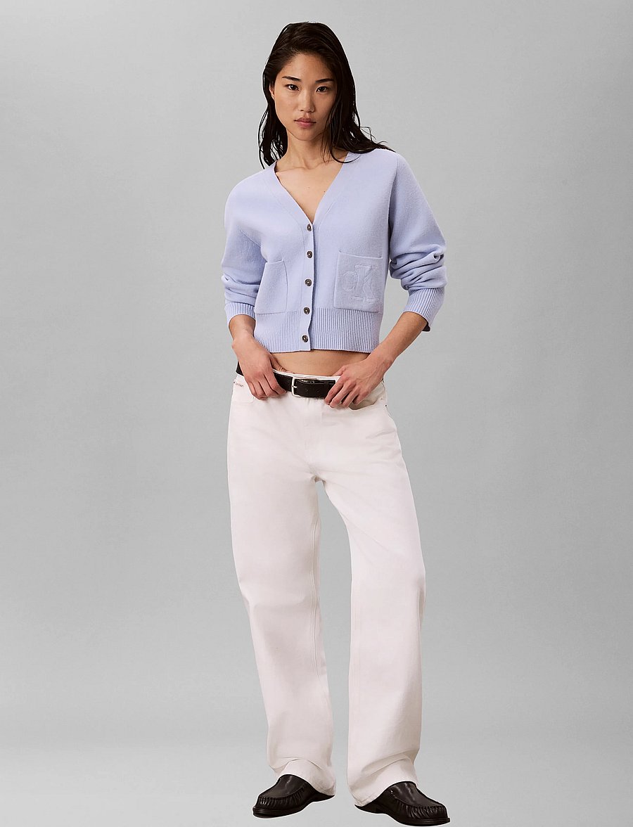 Calvin Klein Jeans - WOOL COTTON RAGLAN CARDIGAN - cardigans - sweet blue - 0