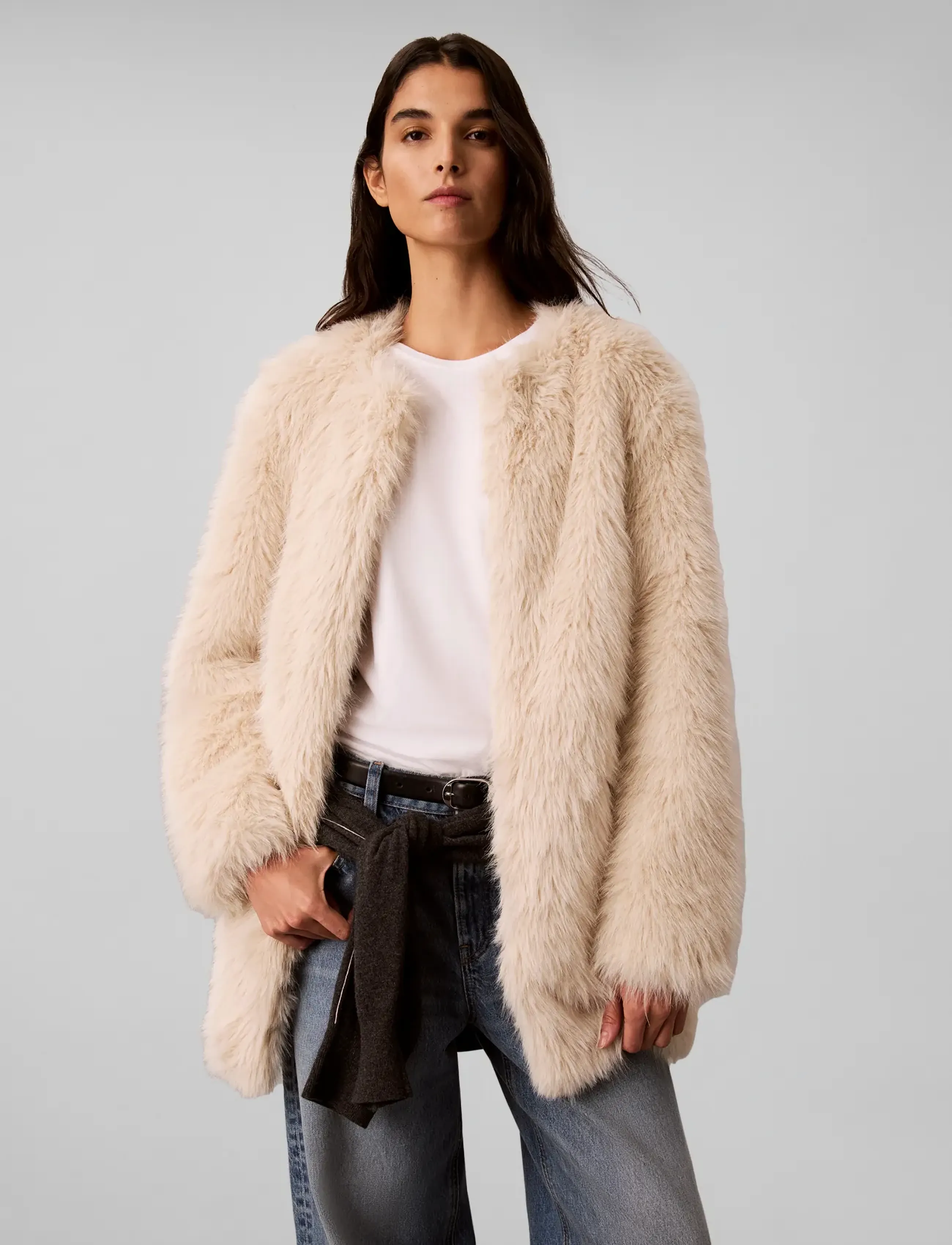 Calvin Klein Jeans - FAUX FUR MID LENGTH COAT - turtledove as header - 3