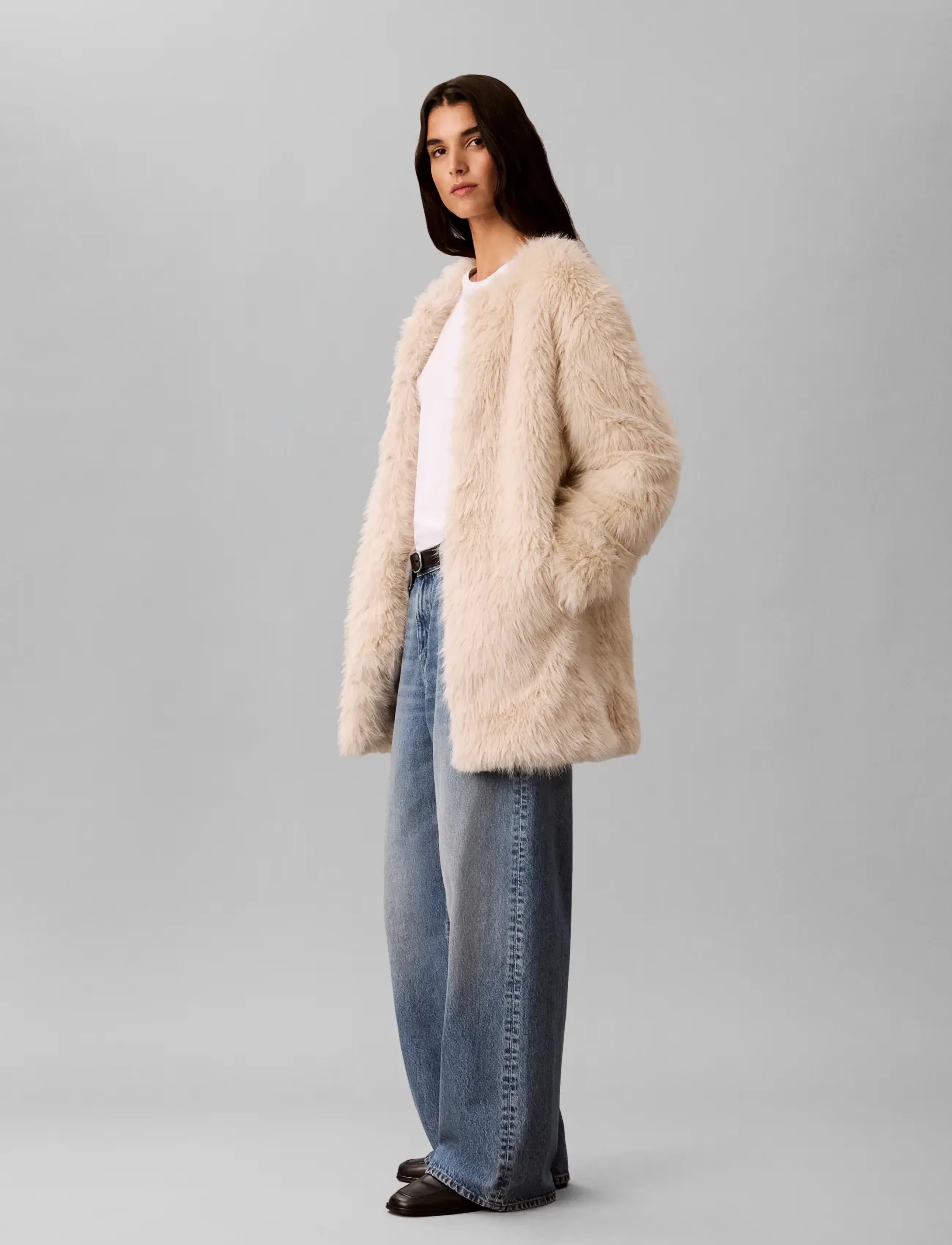 Calvin Klein Jeans - FAUX FUR MID LENGTH COAT - turtledove as header - 5