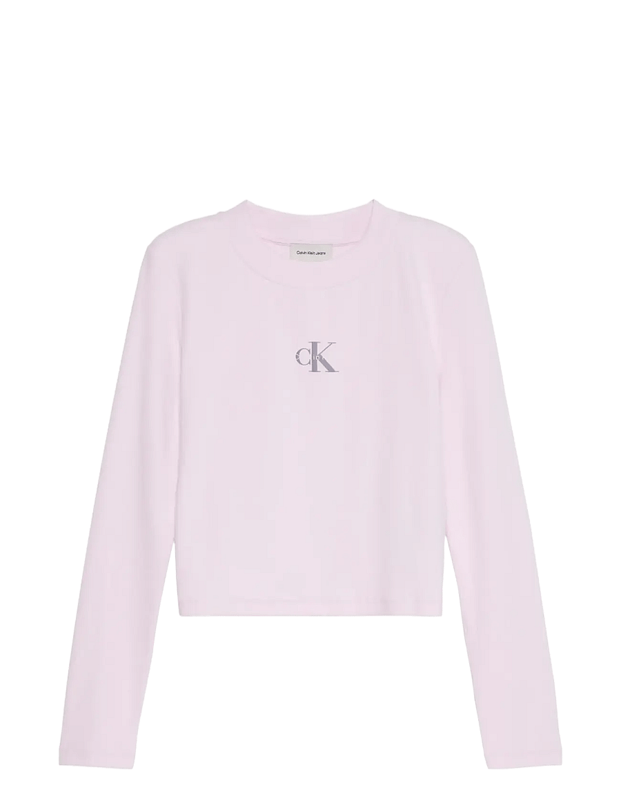 Calvin Klein Jeans - LS MONOLOGO BABY TEE - long-sleeved tops - crystal blush - 1