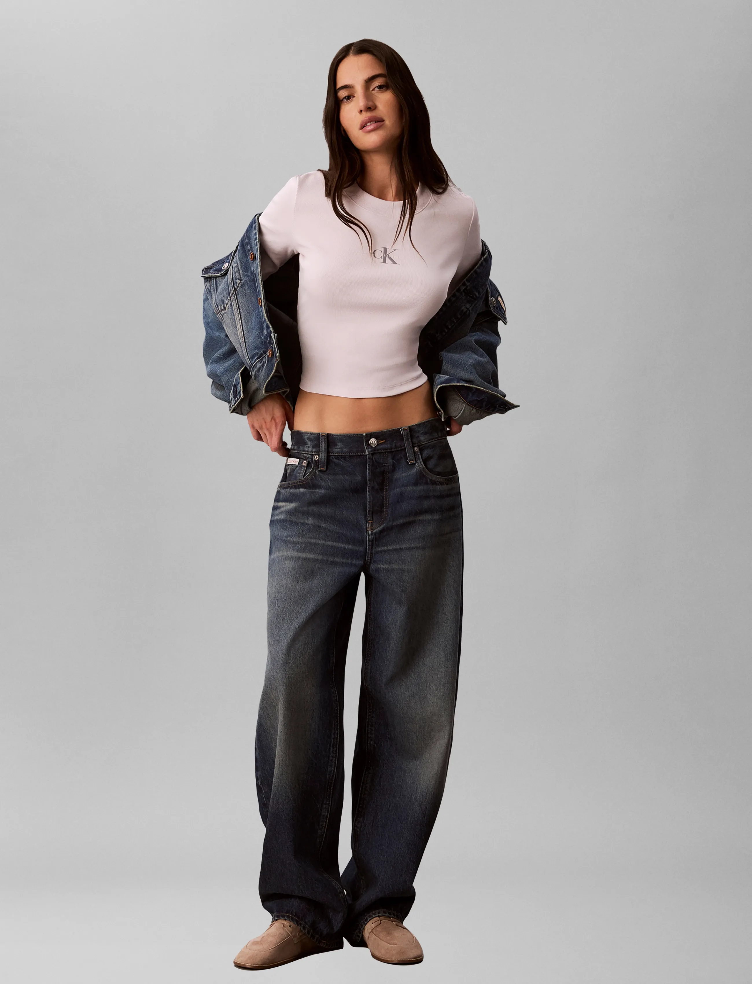 Calvin Klein Jeans LS MONOLOGO BABY TEE - T-shirts & Toppe - CRYSTAL BLUSH / pink/rose
