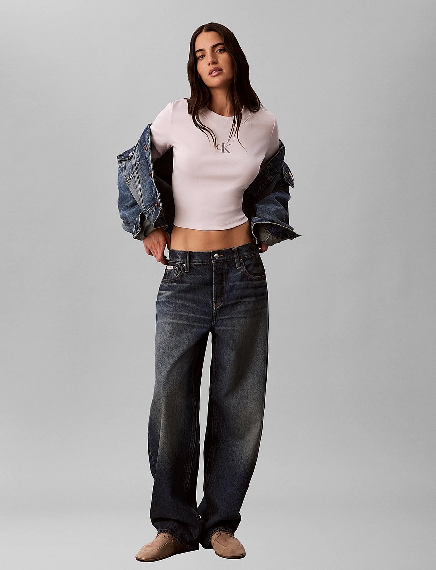 Calvin Klein Jeans - LS MONOLOGO BABY TEE - long-sleeved tops - crystal blush - 0