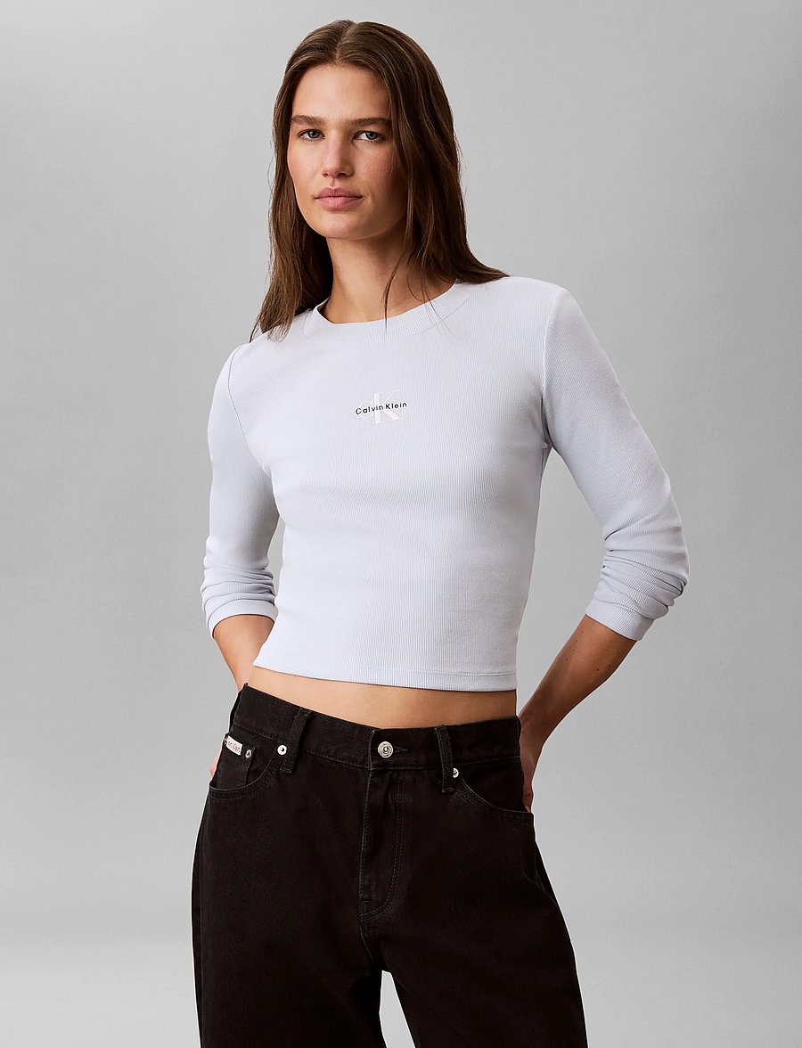 Calvin Klein Jeans - LS MONOLOGO BABY TEE - langärmlige tops - plein air - 0