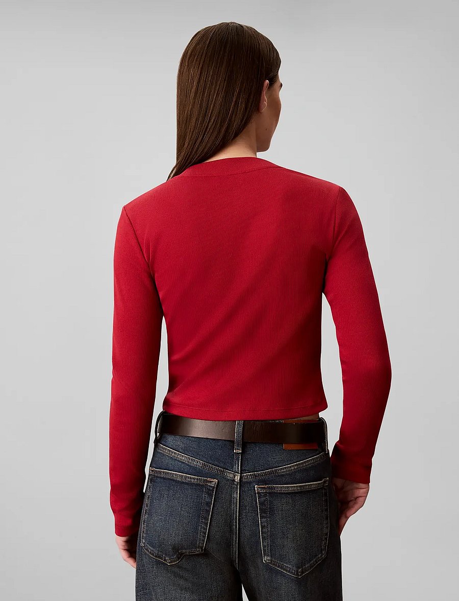 Calvin Klein Jeans - LS MONOLOGO BABY TEE - långärmade toppar - rio red - 2