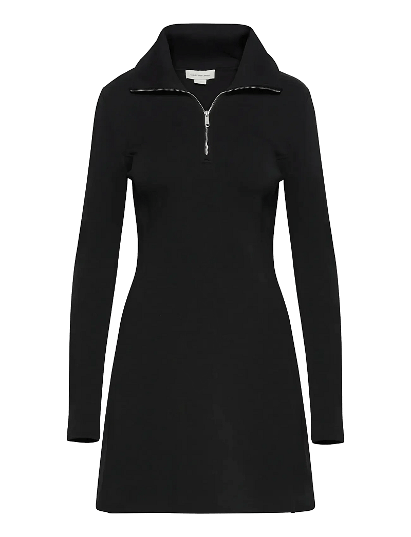 Calvin Klein Jeans - A- SCUBA FIT & FLARE HALF ZIP DR - short dresses - black - 1