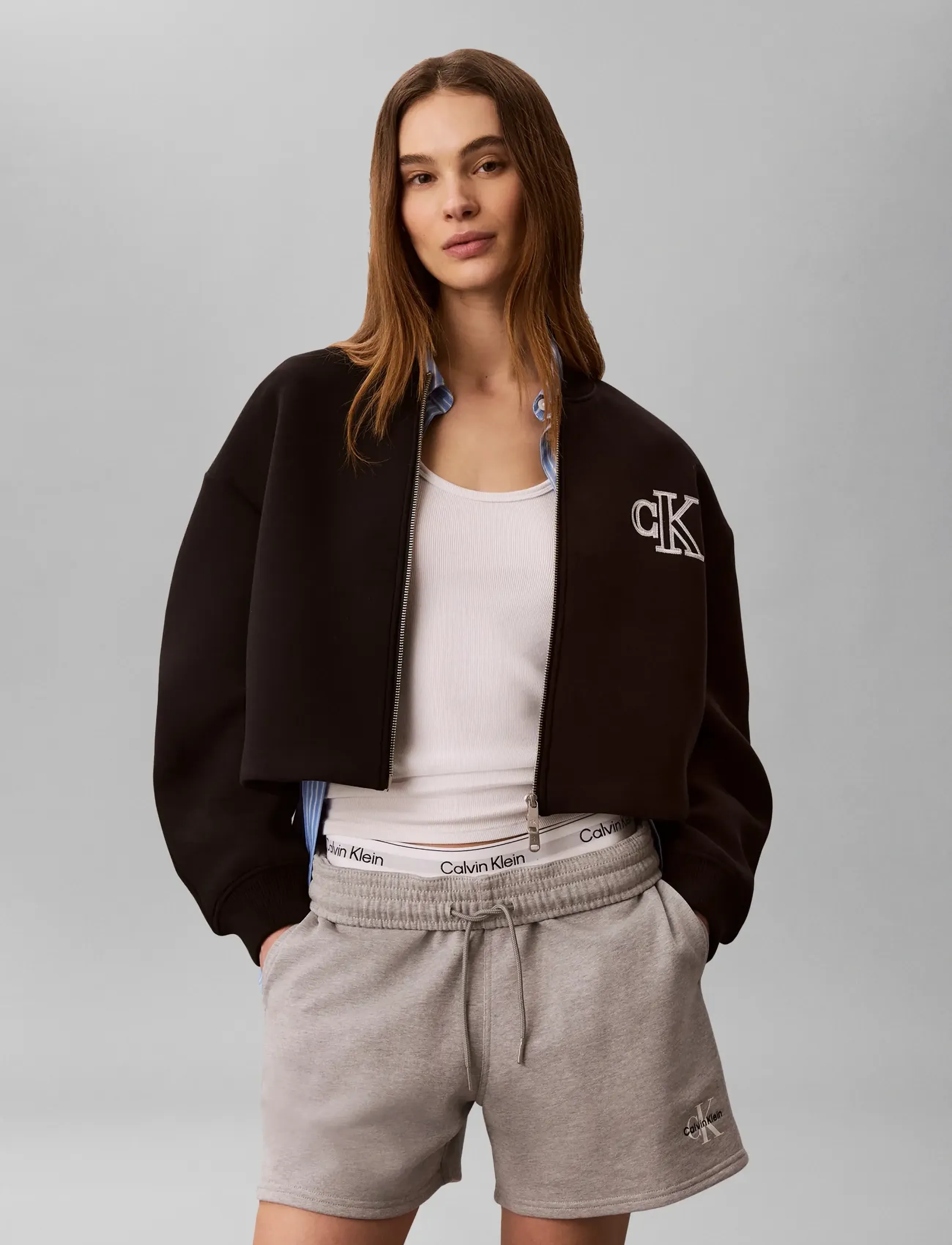 Calvin Klein Jeans CROPPED SPORTY SCUBA BOMBER - Bomberjackor - BLACK / black