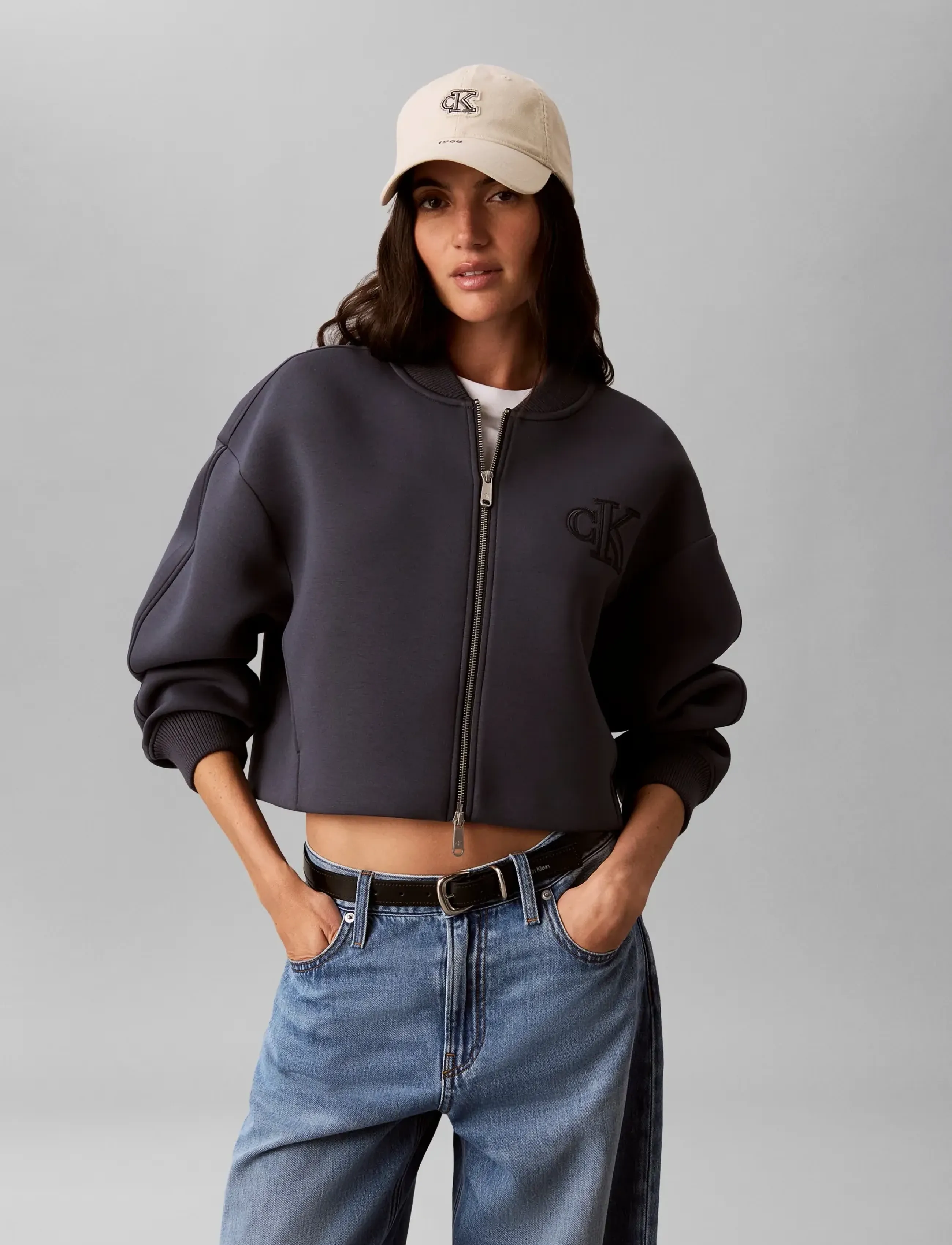 Calvin Klein Jeans CROPPED SPORTY SCUBA BOMBER - Takit - INDIA INK / navy