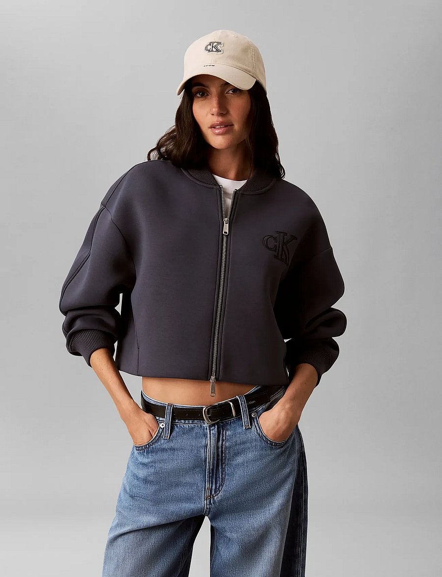 Calvin Klein Jeans - CROPPED SPORTY SCUBA BOMBER - forårsjakker - india ink - 0