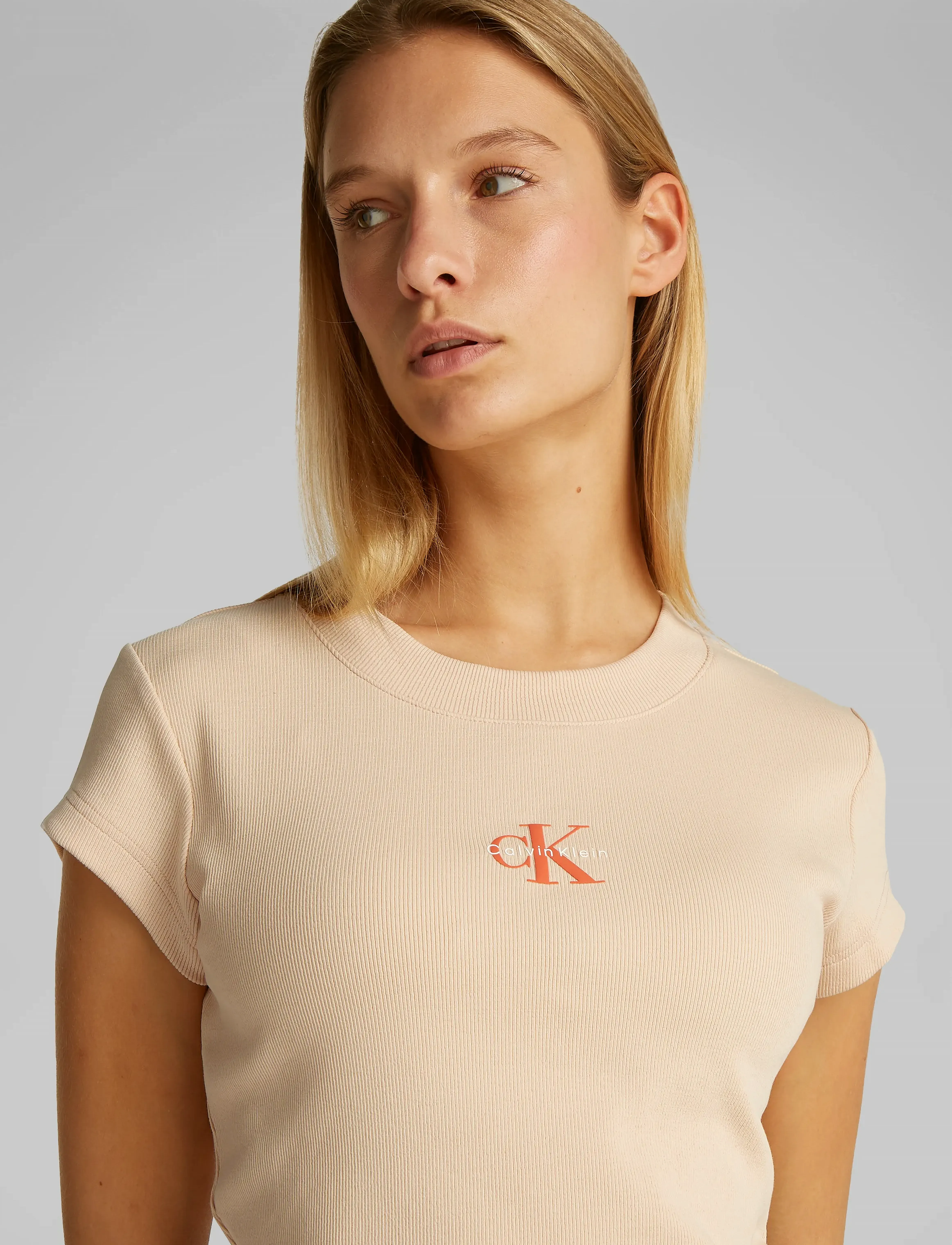 Calvin Klein Jeans - MONOLOGO BABY RIB TEE - laveste priser - appleblossom - 5