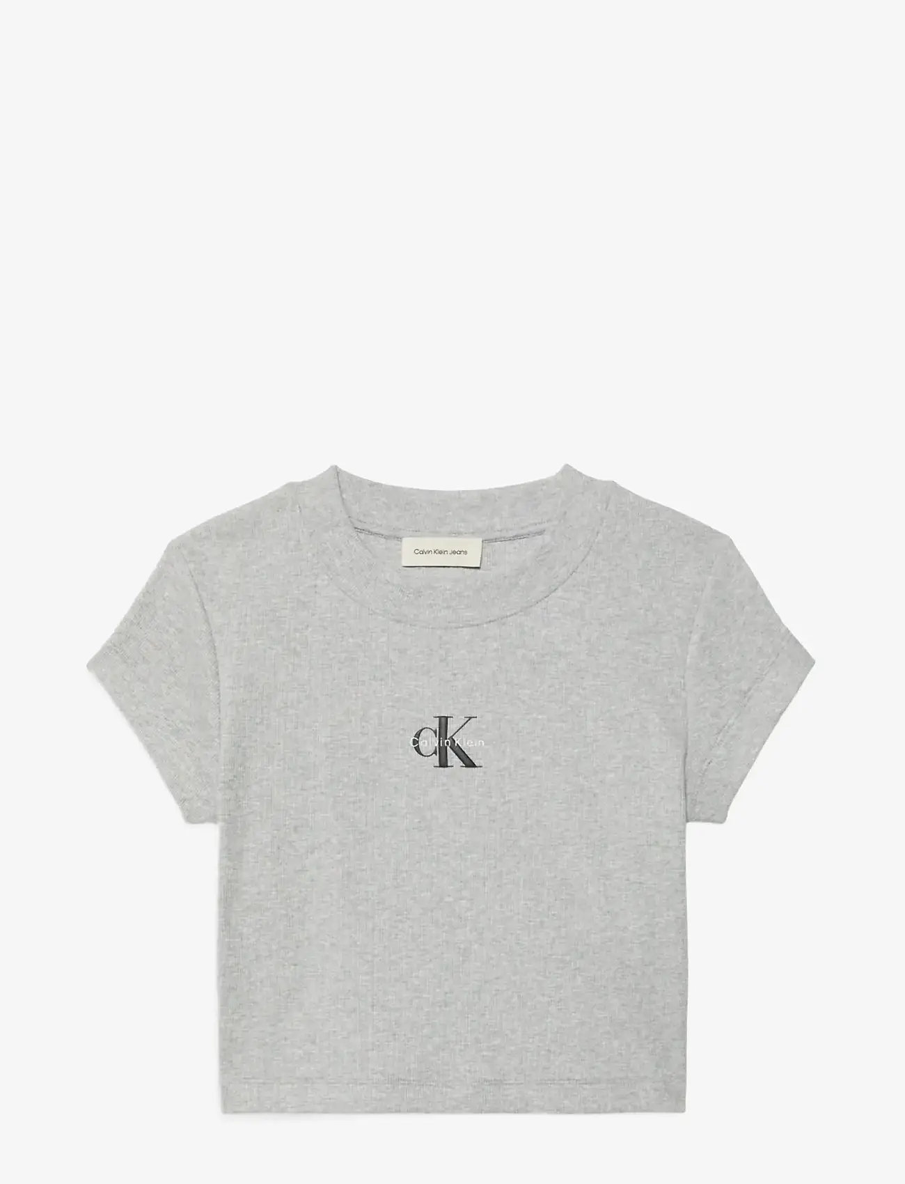 Calvin Klein Jeans - MONOLOGO BABY RIB TEE - crop tops - bc06 grey heather - 1