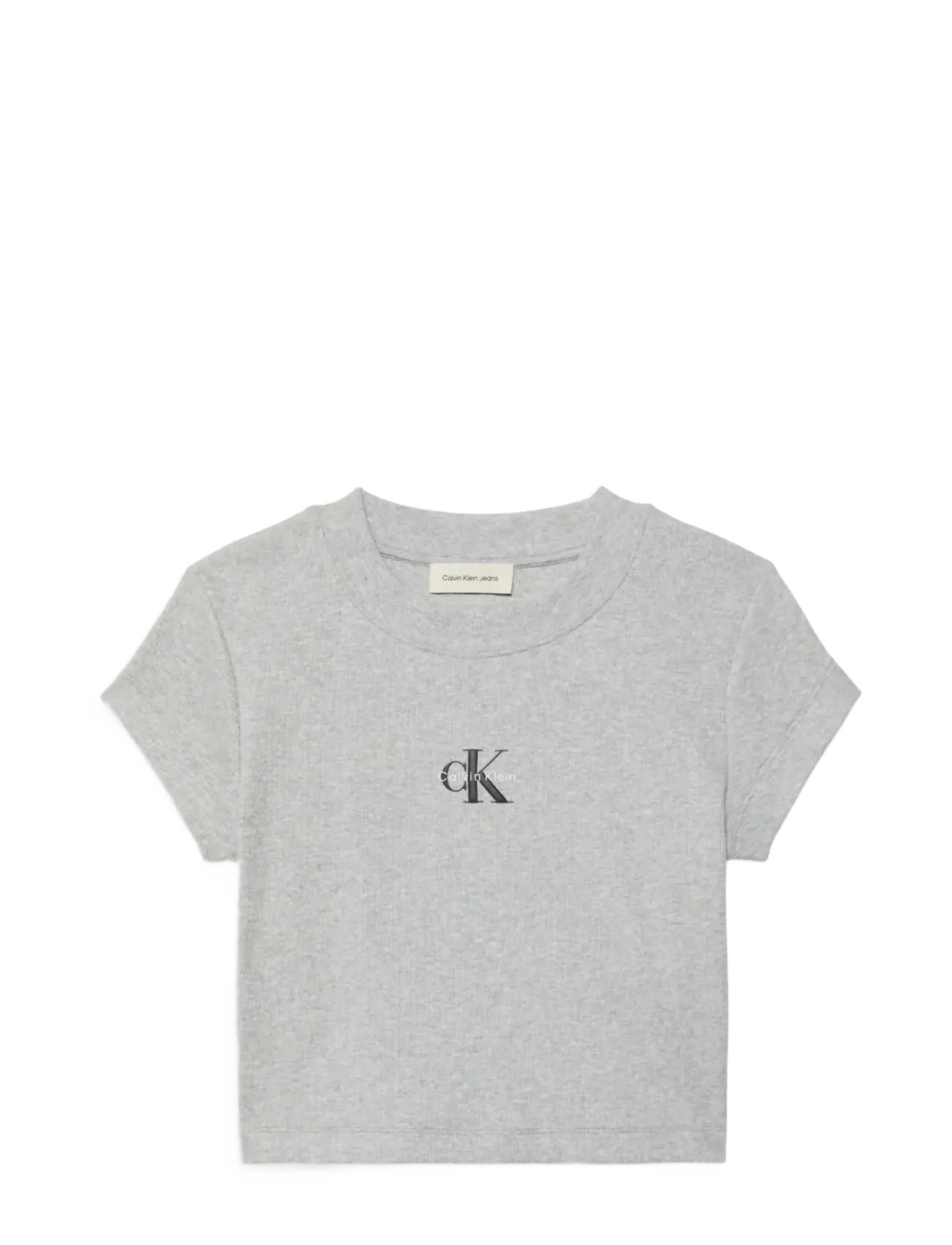 Calvin Klein Jeans MONOLOGO BABY RIB TEE - Calvin Klein - BC06 GREY HEATHER / grey