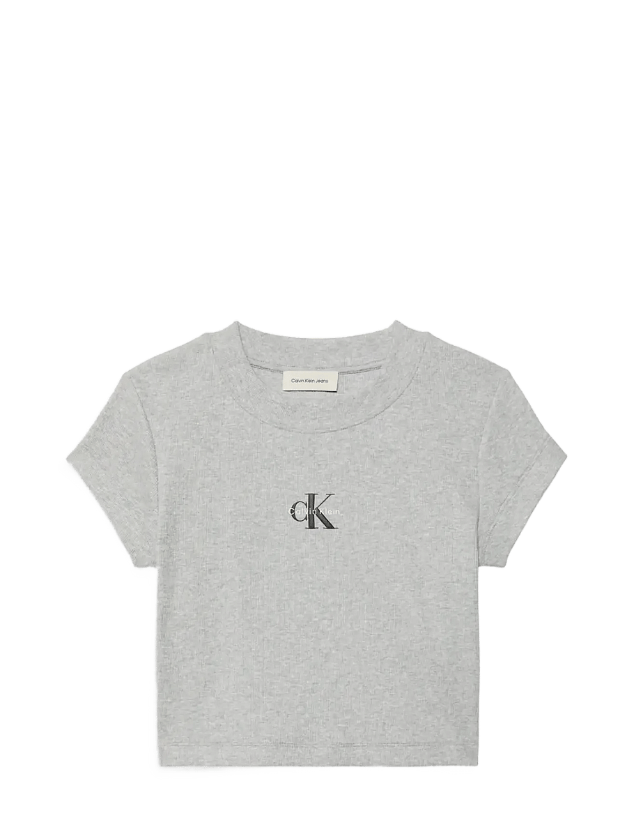 Calvin Klein Jeans - MONOLOGO BABY RIB TEE - Īsi topi - bc06 grey heather - 1