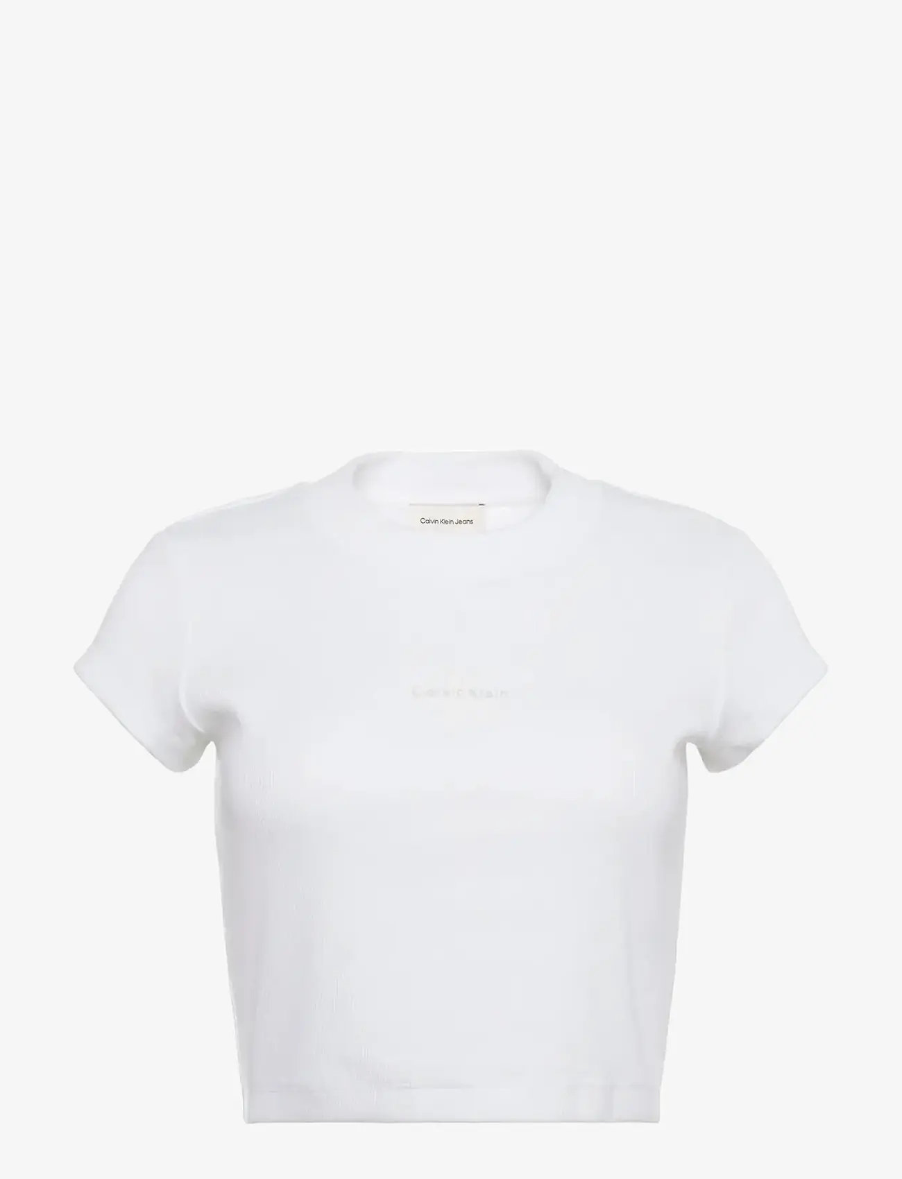 Calvin Klein Jeans - MONOLOGO BABY RIB TEE - crop tops - bright white - 1
