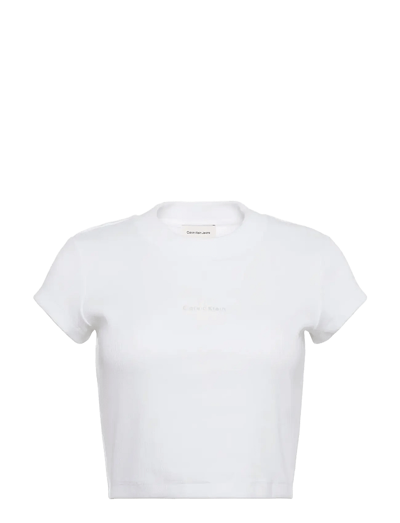 Calvin Klein Jeans - MONOLOGO BABY RIB TEE - crop tops - bright white - 1