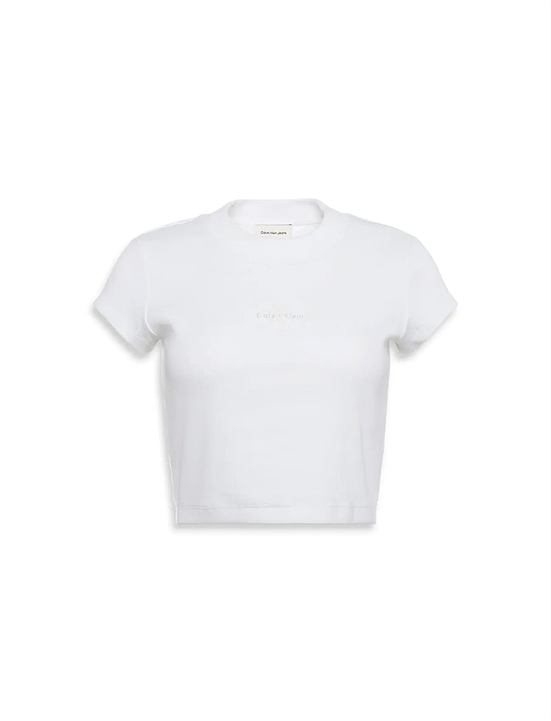 Calvin Klein Jeans - MONOLOGO BABY RIB TEE - crop tops - bright white - 5