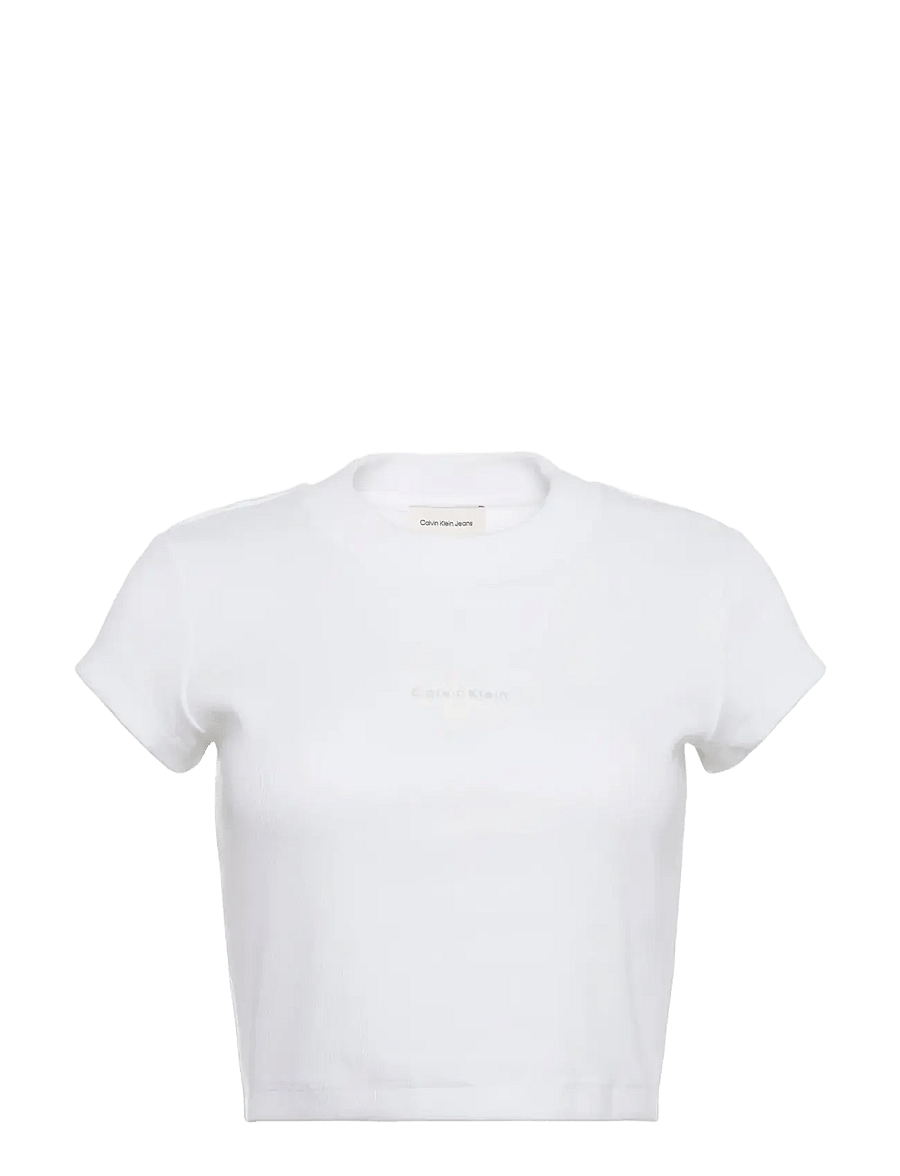 Calvin Klein Jeans - MONOLOGO BABY RIB TEE - crop tops - brilliant white - 1
