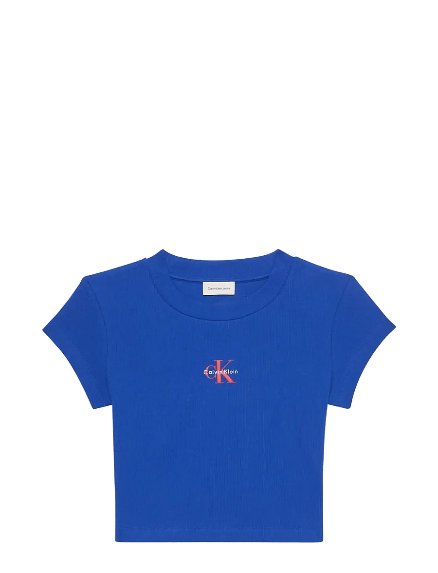 Calvin Klein Jeans - MONOLOGO BABY RIB TEE - crop tops - cobalt - 1