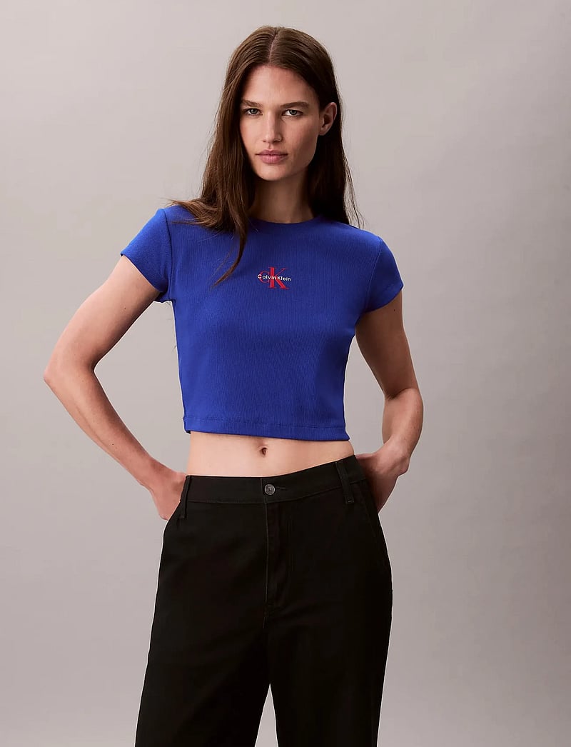 Calvin Klein Jeans - MONOLOGO BABY RIB TEE - nabapluusid - cobalt - 0