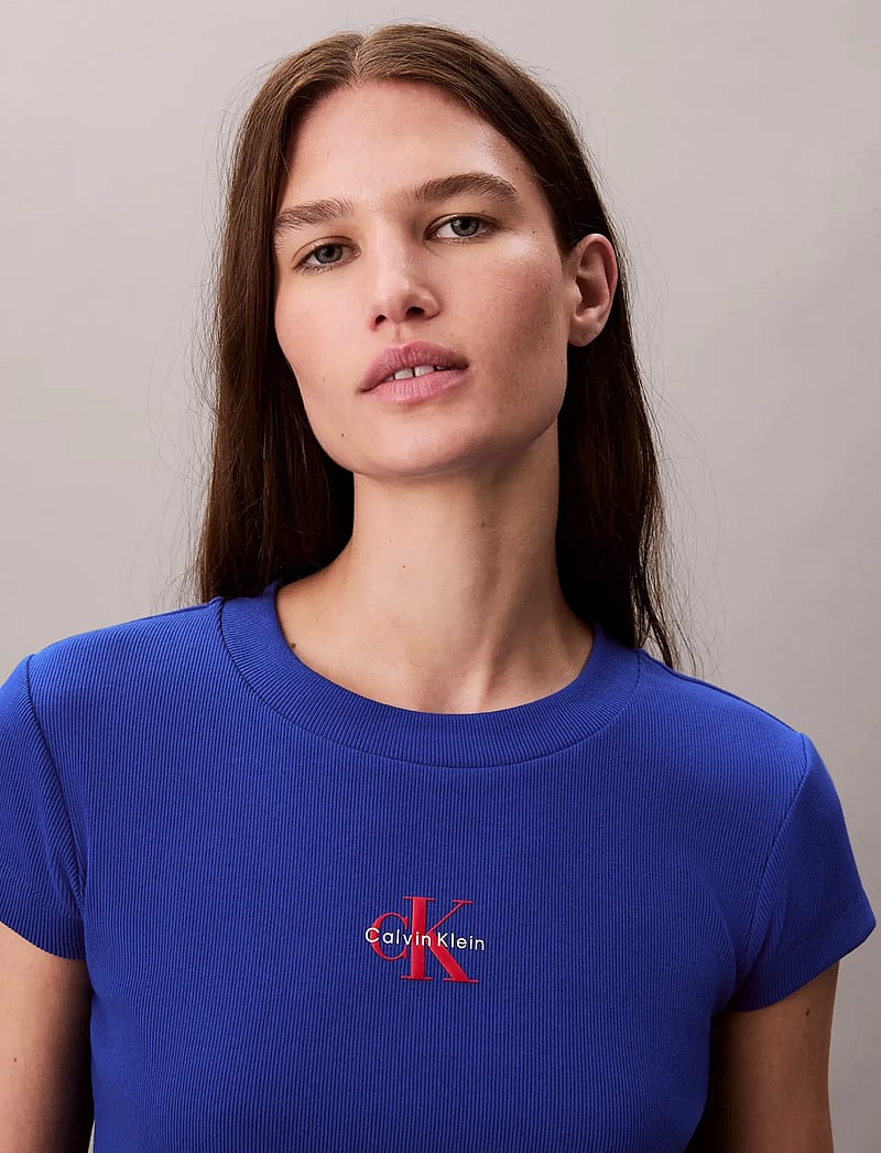 Calvin Klein Jeans - MONOLOGO BABY RIB TEE - nabapluusid - cobalt - 3
