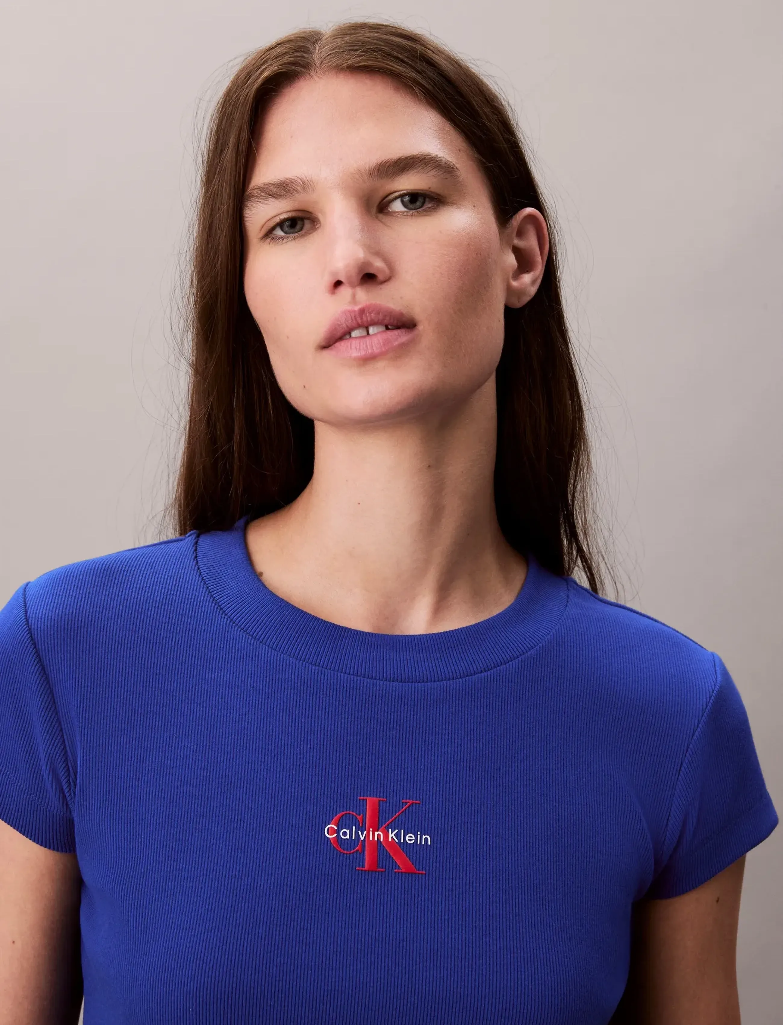 Calvin Klein Jeans - MONOLOGO BABY RIB TEE - crop tops - cobalt - 3
