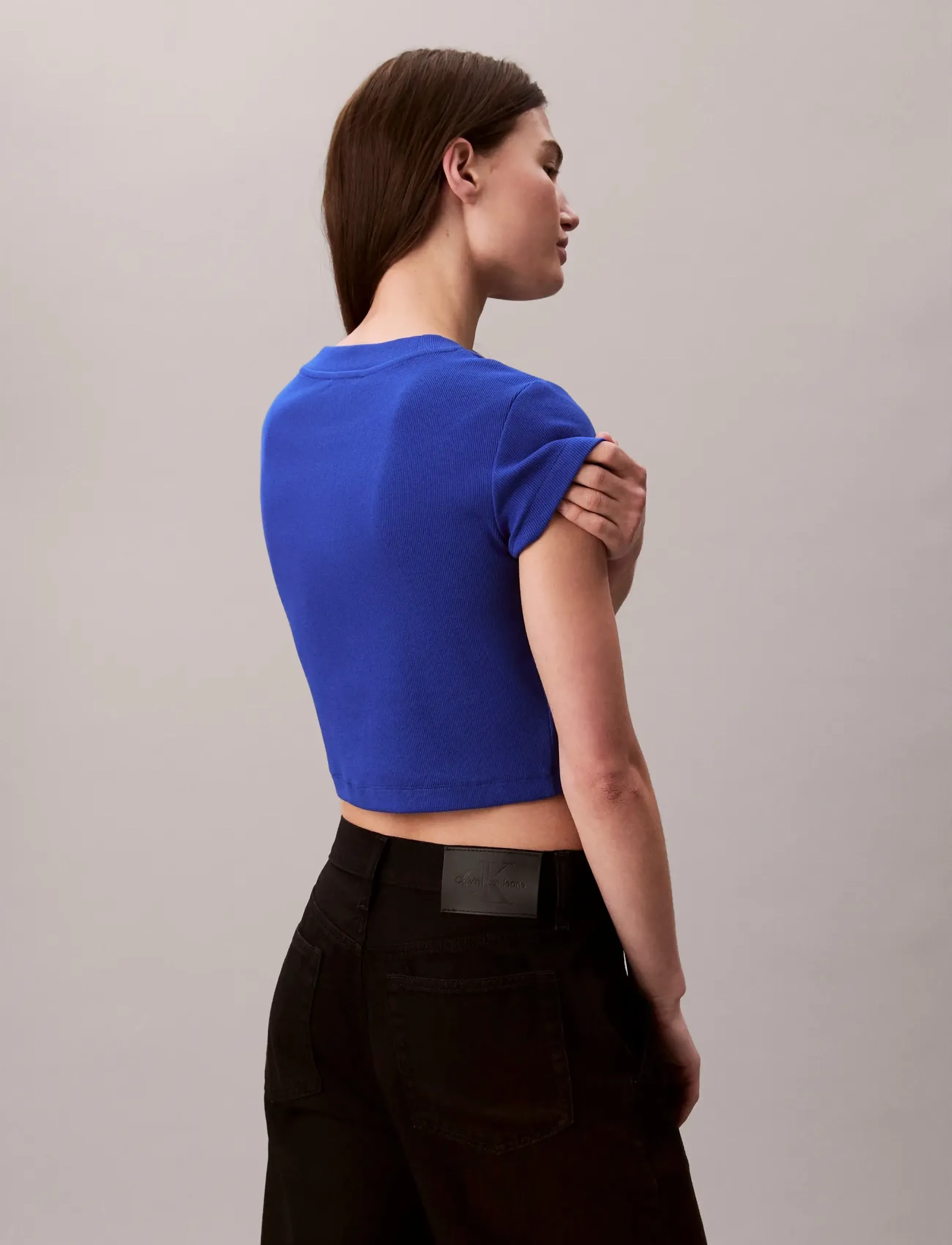 Calvin Klein Jeans - MONOLOGO BABY RIB TEE - crop tops - cobalt - 4