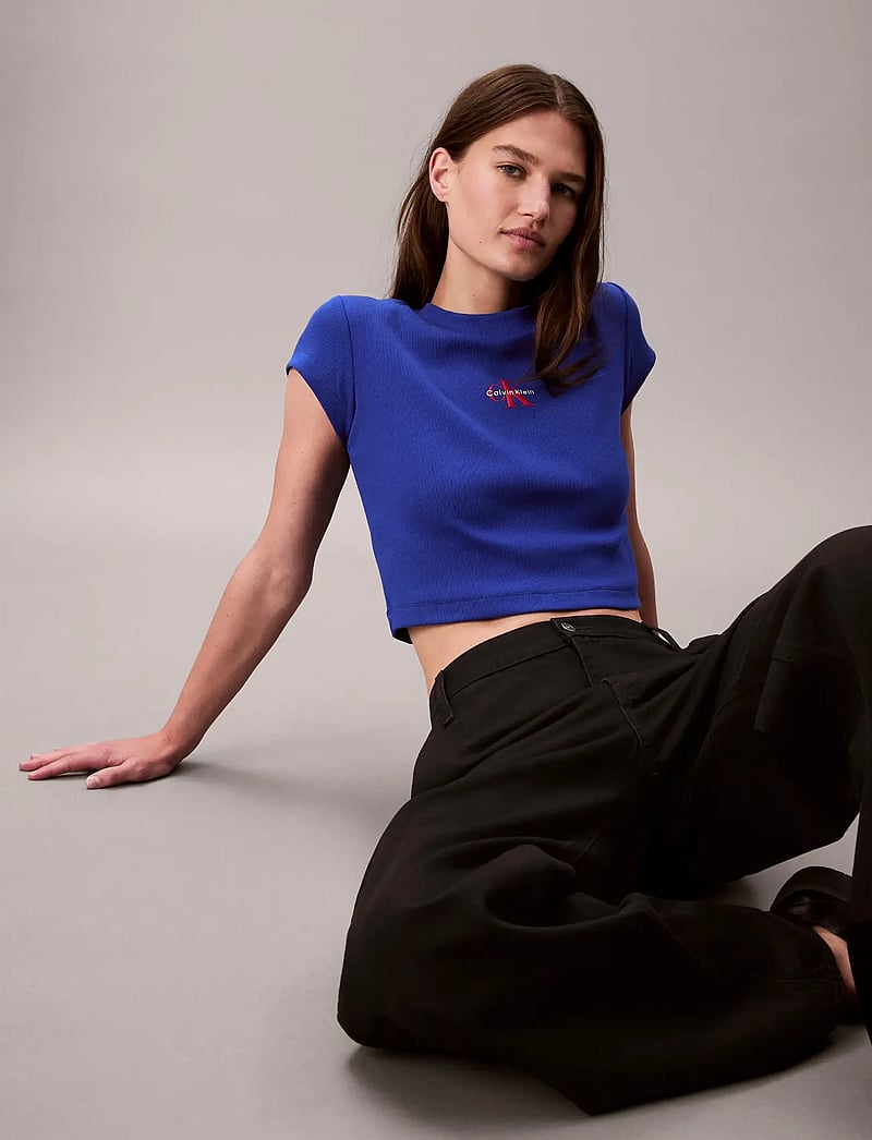 Calvin Klein Jeans - MONOLOGO BABY RIB TEE - nabapluusid - cobalt - 5