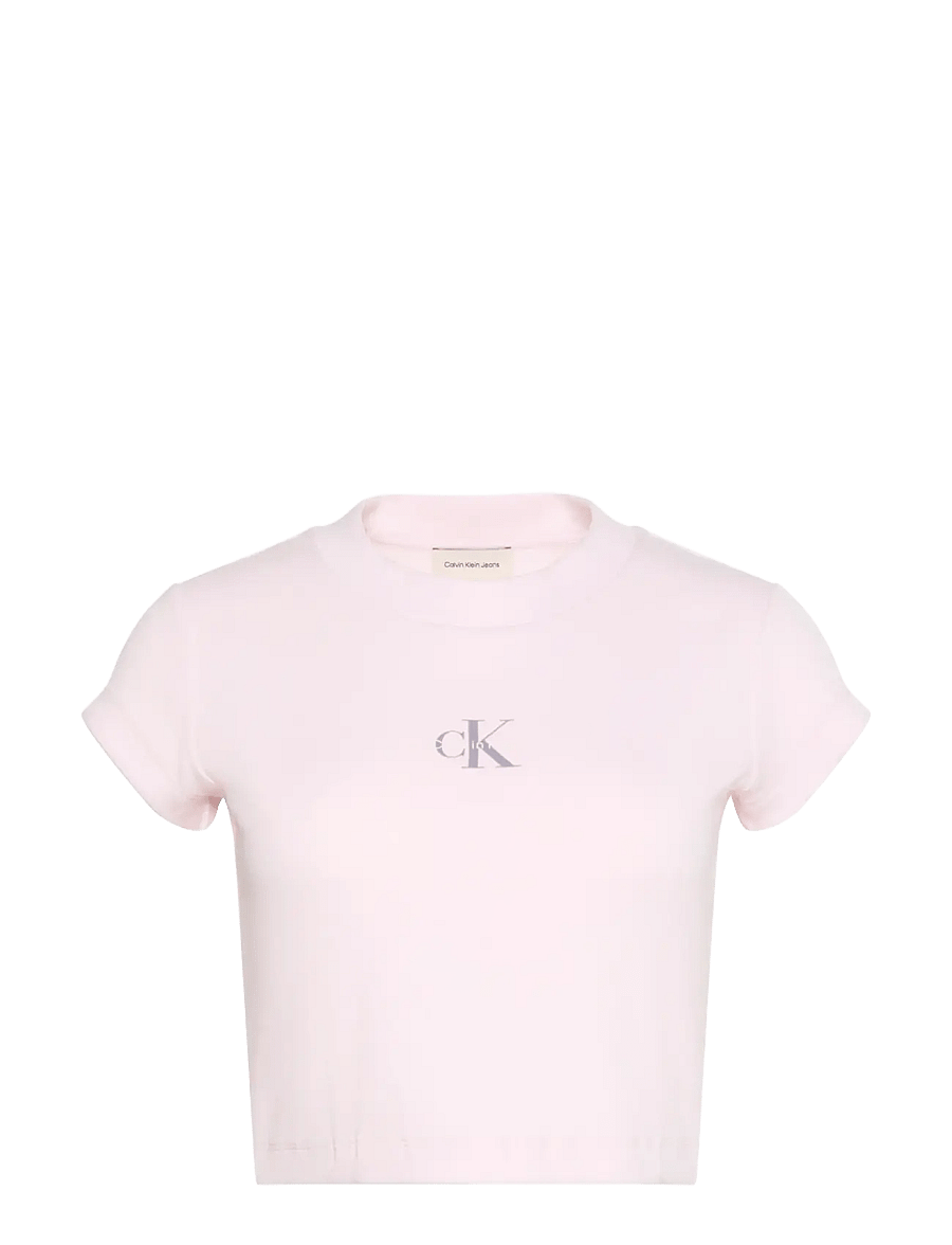 Calvin Klein Jeans - MONOLOGO BABY RIB TEE - crop tops - crystal blush - 1