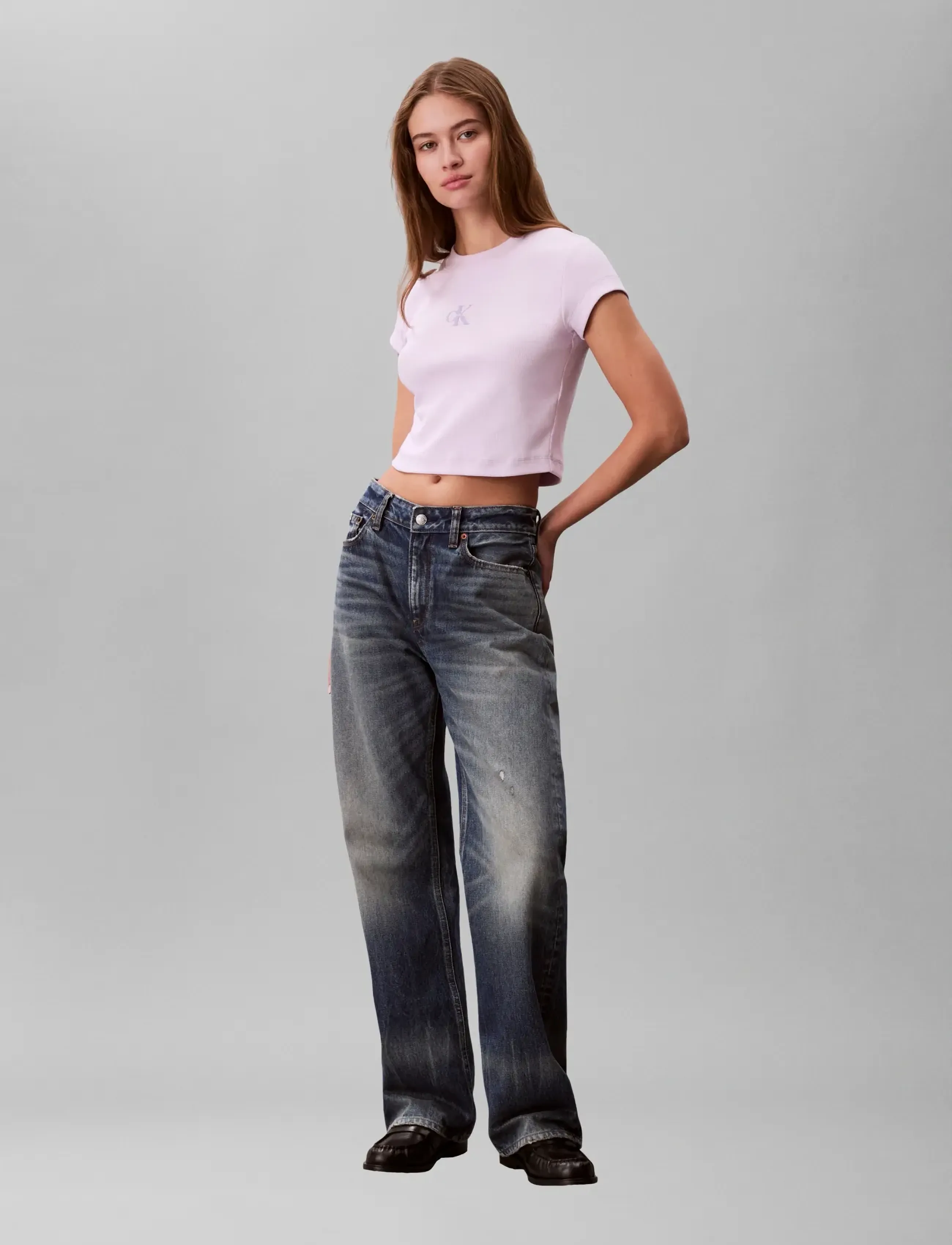 Calvin Klein Jeans - MONOLOGO BABY RIB TEE - nabapluusid - island lilac - 0