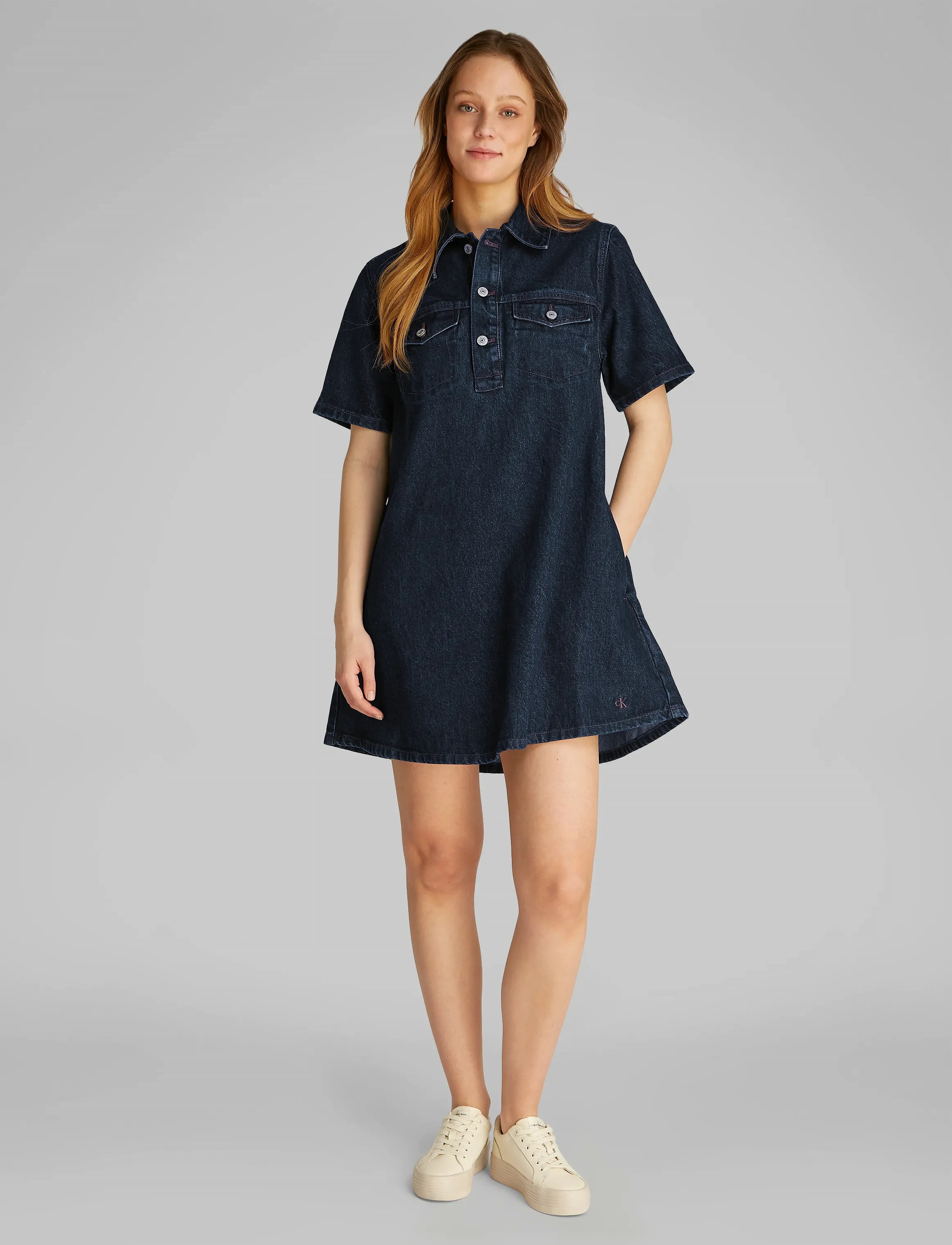 Calvin Klein Jeans - POPOVER DENIM DRESS DARK CK BLUE - robes en jeans - dark ck blue - 3