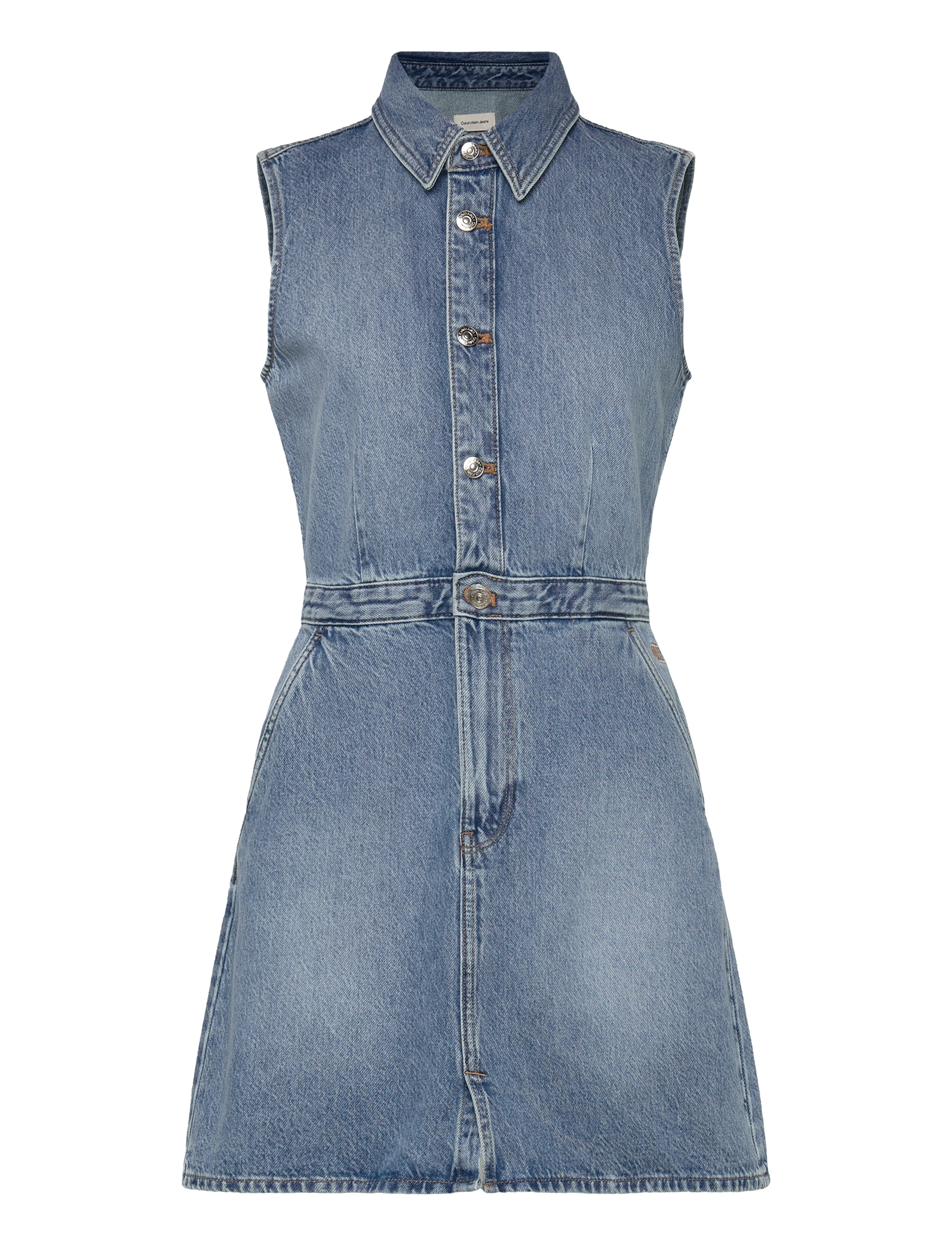 Calvin Klein Jeans SLVLSS DENIM TRUCKERDRESS - Klänningar - SAGE STONE / blue
