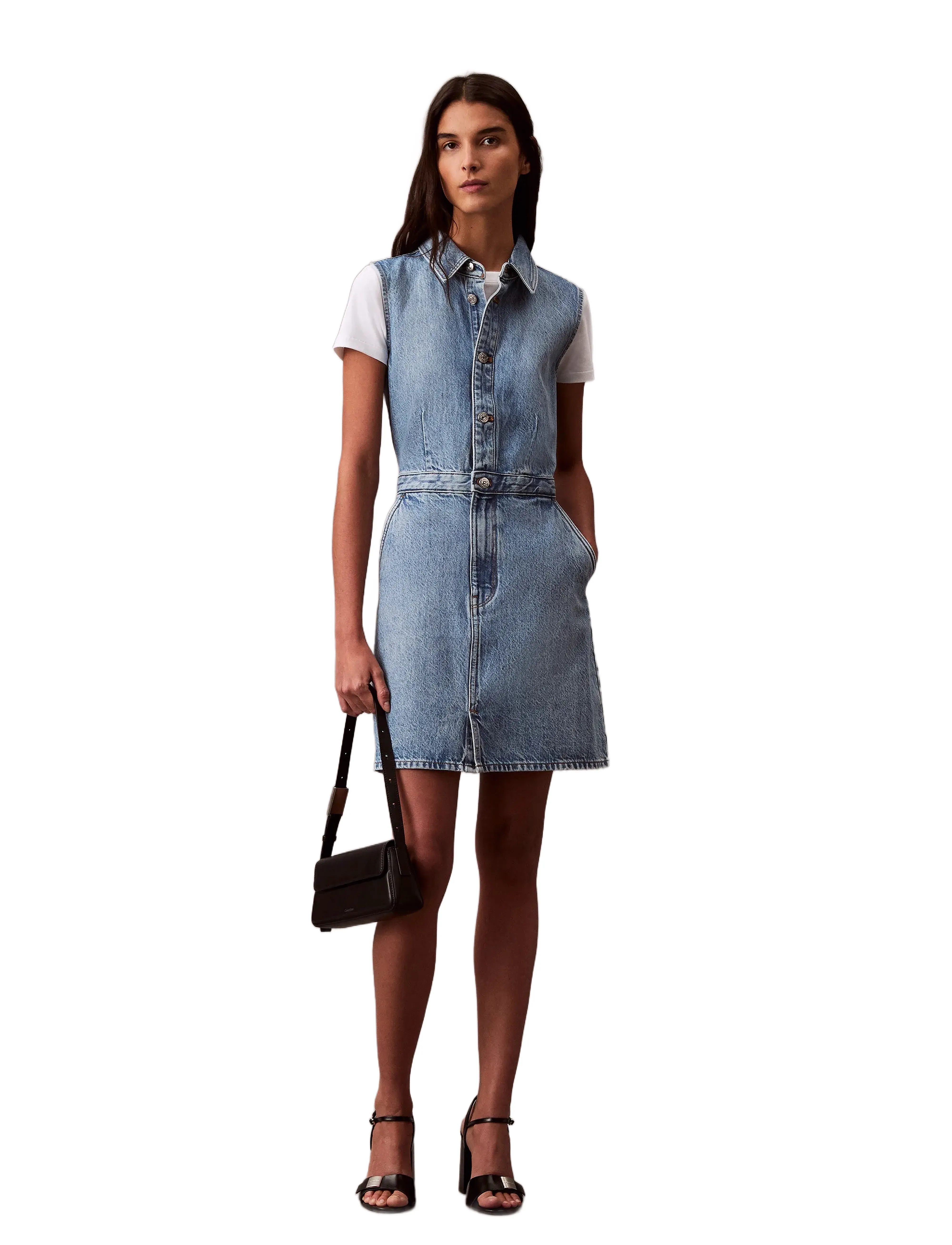 Calvin Klein Jeans SLVLSS DENIM TRUCKERDRESS - Kleidid - SAGE STONE / blue