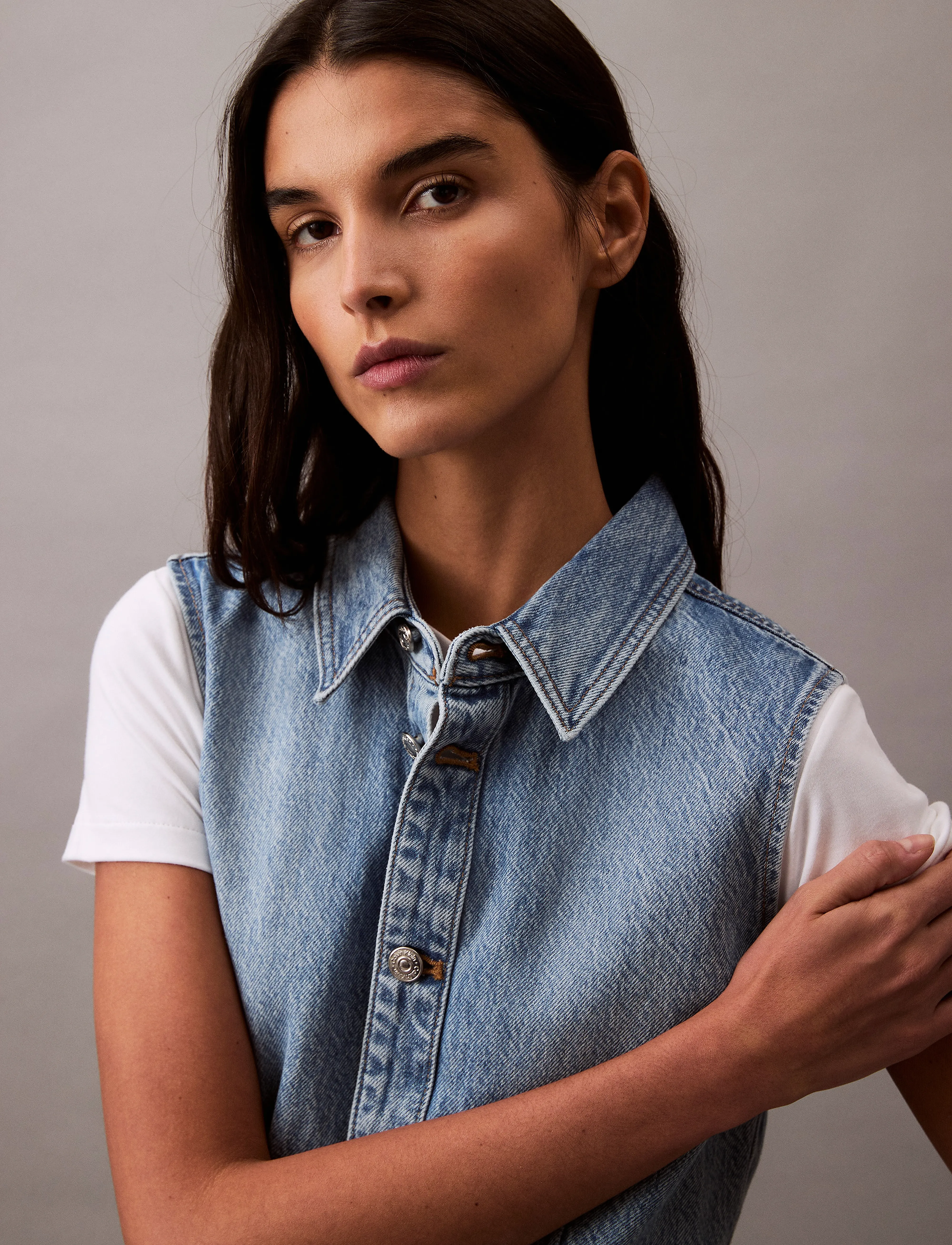Calvin Klein Jeans Slvlss Denim Truckerdress skjortklänningar dam – bild 5