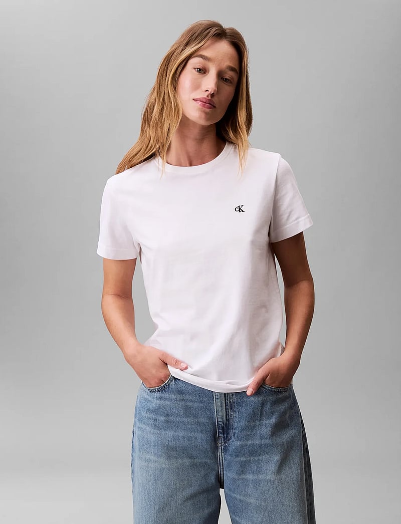 Calvin Klein Jeans - SS MONOGRAM CREW TEE - t-särgid - bright white - 4