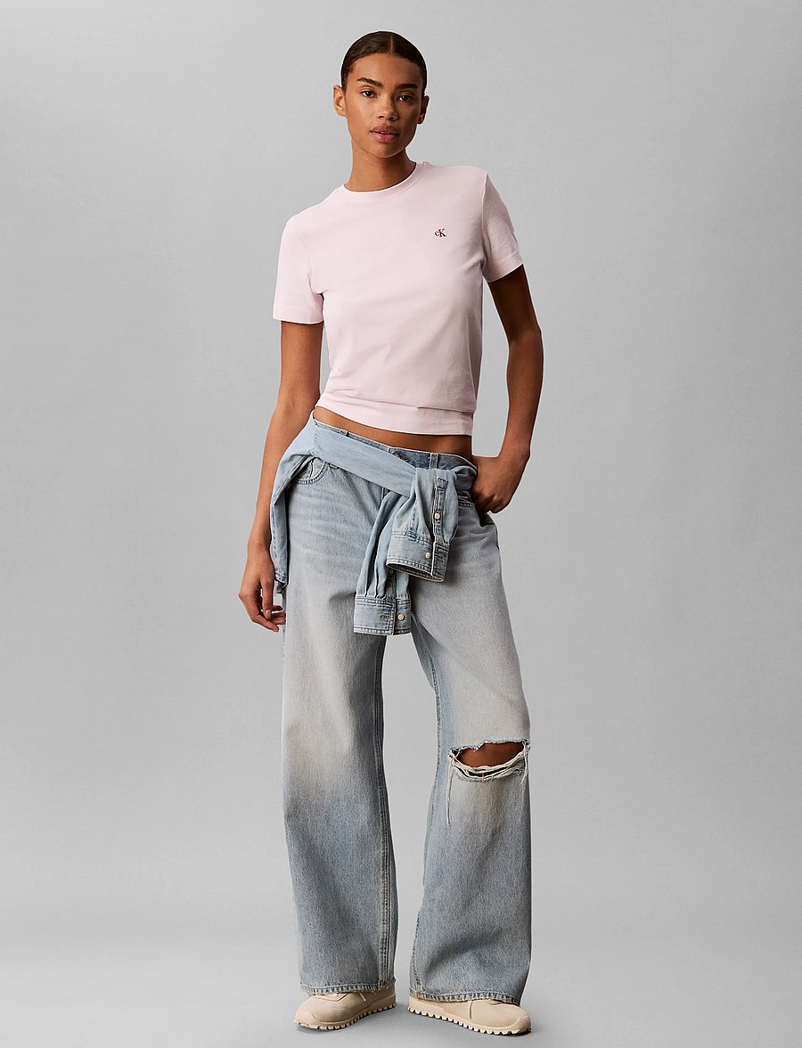 Calvin Klein Jeans - SS MONOGRAM CREW TEE - t-shirts - crystal blush - 0