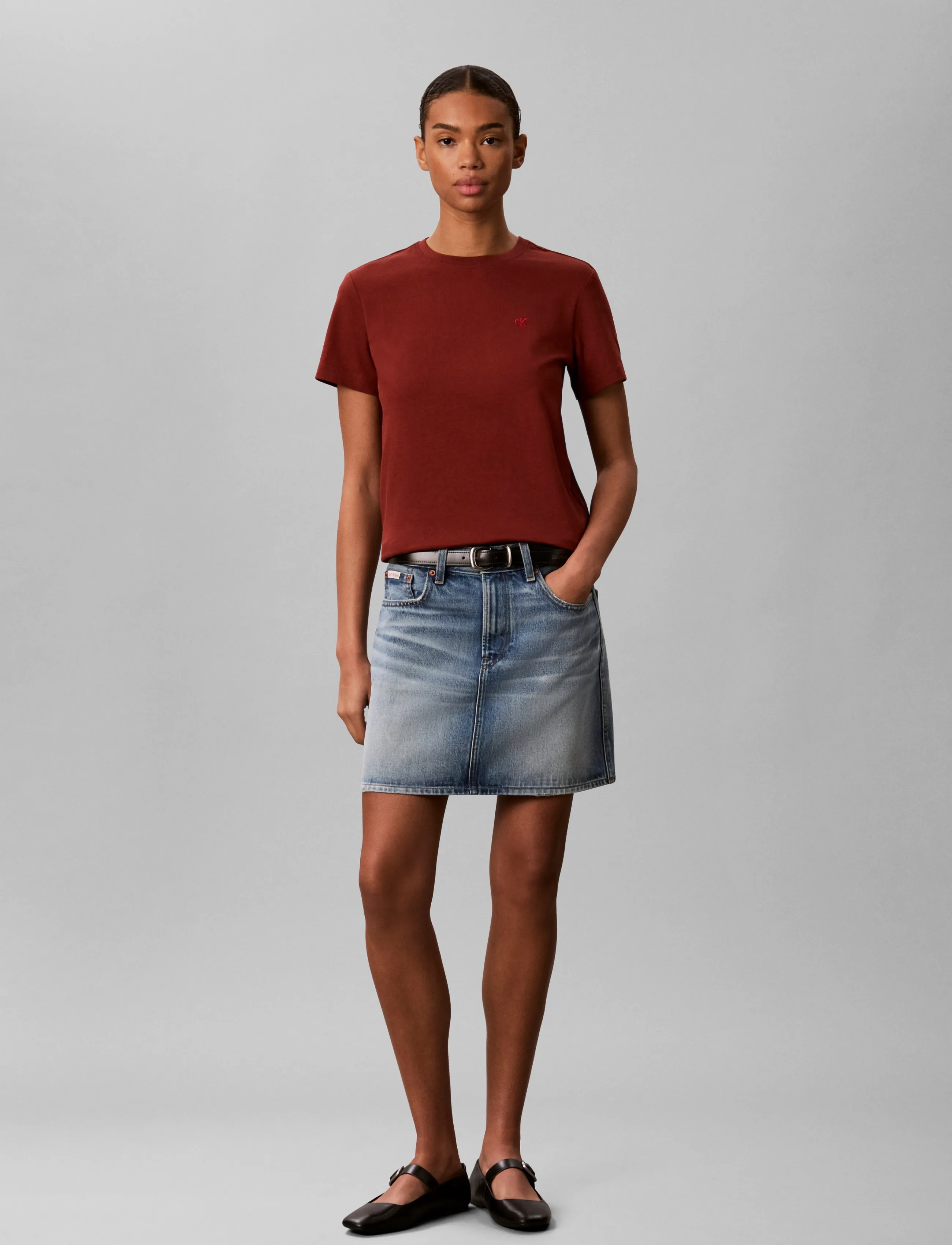 Calvin Klein Jeans SS MONOGRAM CREW TEE - T-särgid - FIRED BRICK / burgundy