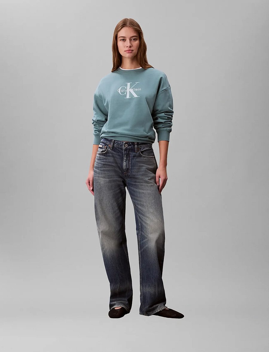 Calvin Klein Jeans - LS MONOLOGO FRENCH TERRY RLXD CR - everyday style - arctic - 0