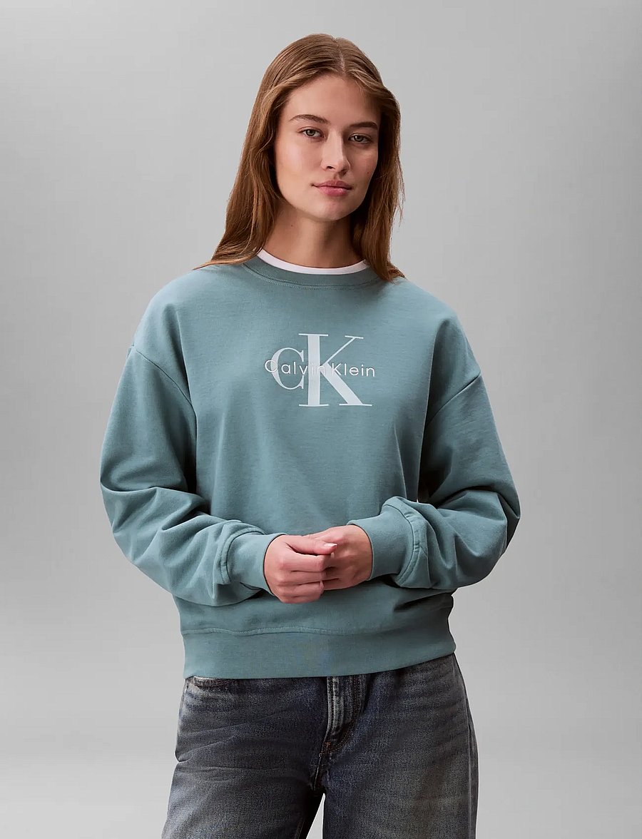 Calvin Klein Jeans - LS MONOLOGO FRENCH TERRY RLXD CR - everyday style - arctic - 3