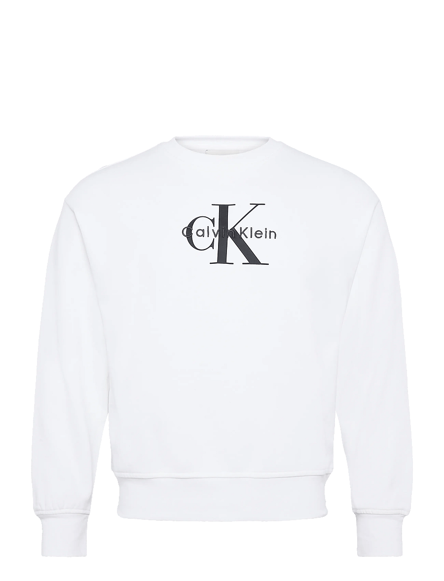 Calvin Klein Jeans - LS MONOLOGO FRENCH TERRY RLXD CR - sweatshirts - bright white - 0