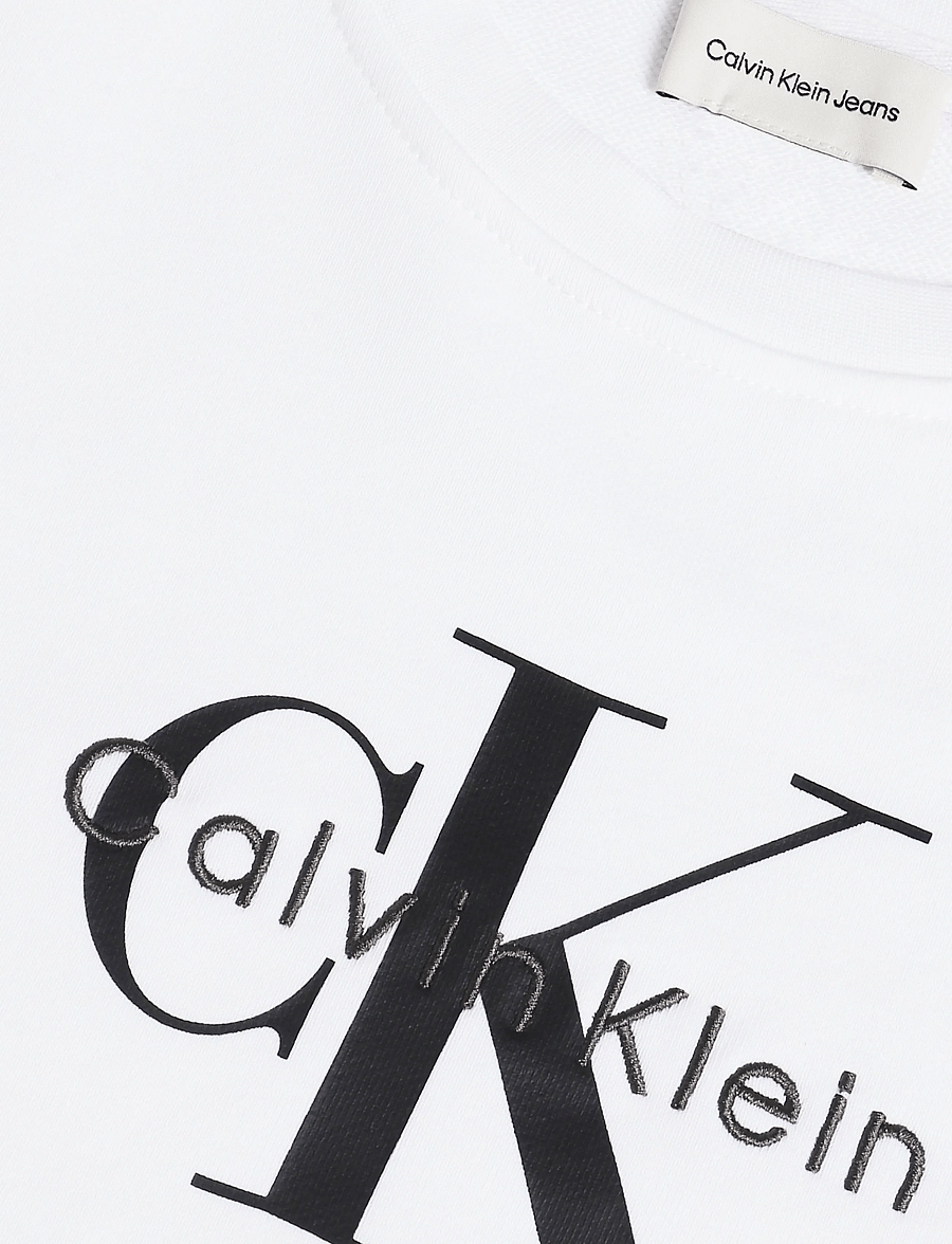 Calvin Klein Jeans - LS MONOLOGO FRENCH TERRY RLXD CR - sweatshirts - bright white - 2