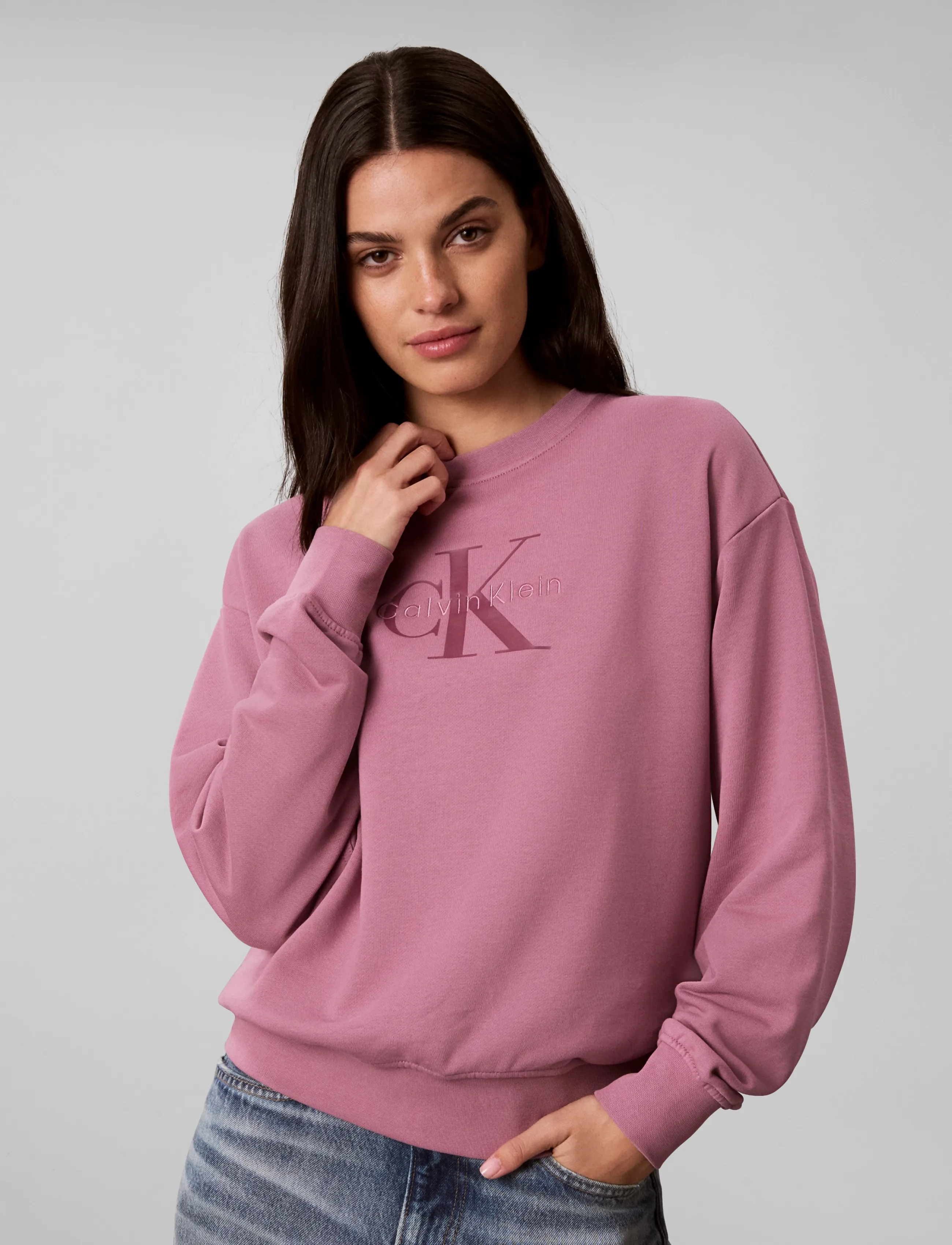 Calvin Klein Jeans - LS MONOLOGO FRENCH TERRY RLXD CR - igapäevane stiil - dusky orchid - 3