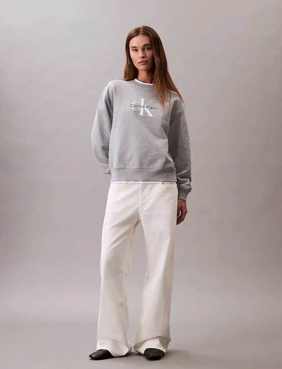 Calvin Klein Jeans - LS MONOLOGO FRENCH TERRY RLXD CR - sweatshirts - heroic grey heather - 3