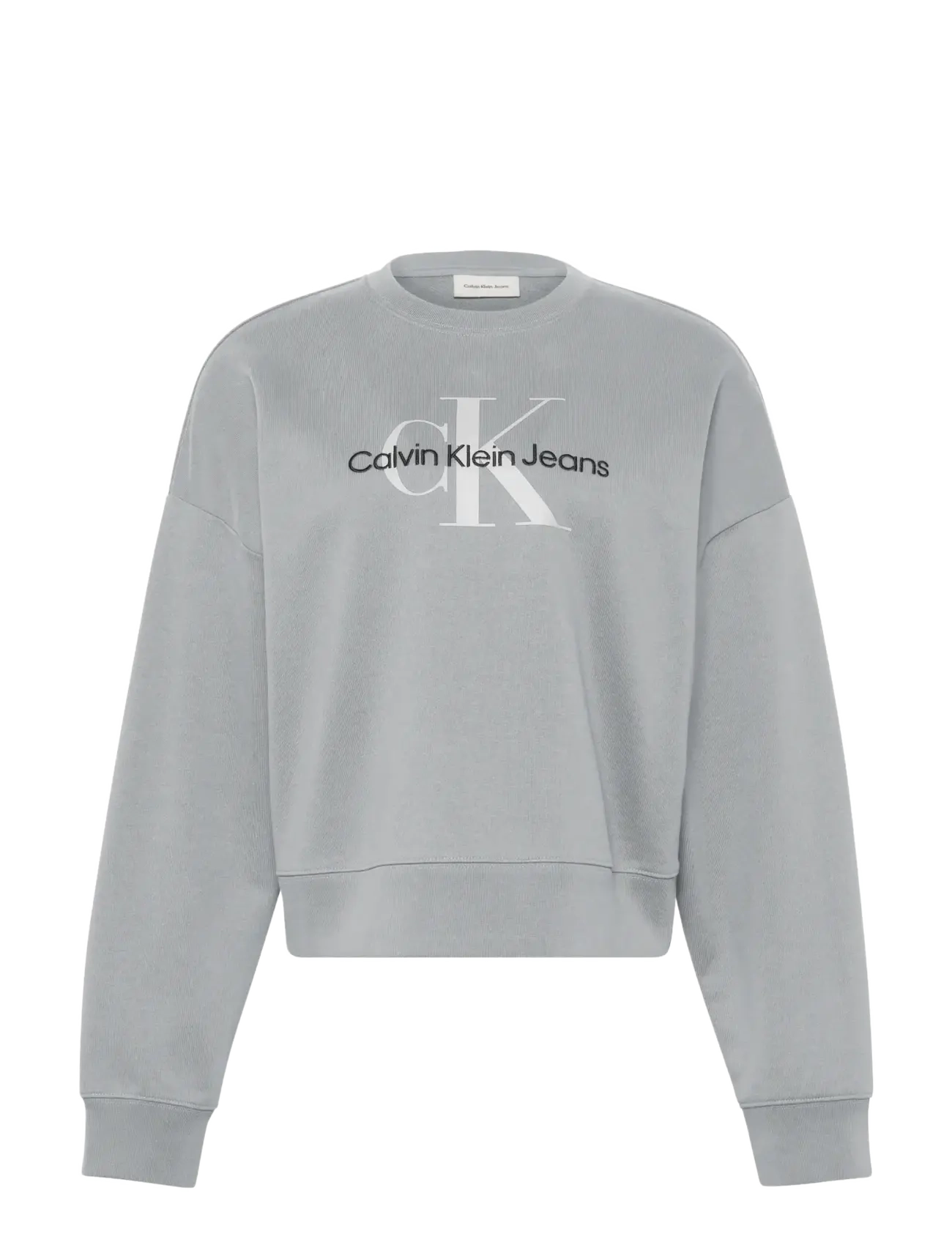 Calvin Klein Jeans LS MONOLOGO FRENCH TERRY RLXD CR - Tøj - HEROIC GREY HEATHER / grey