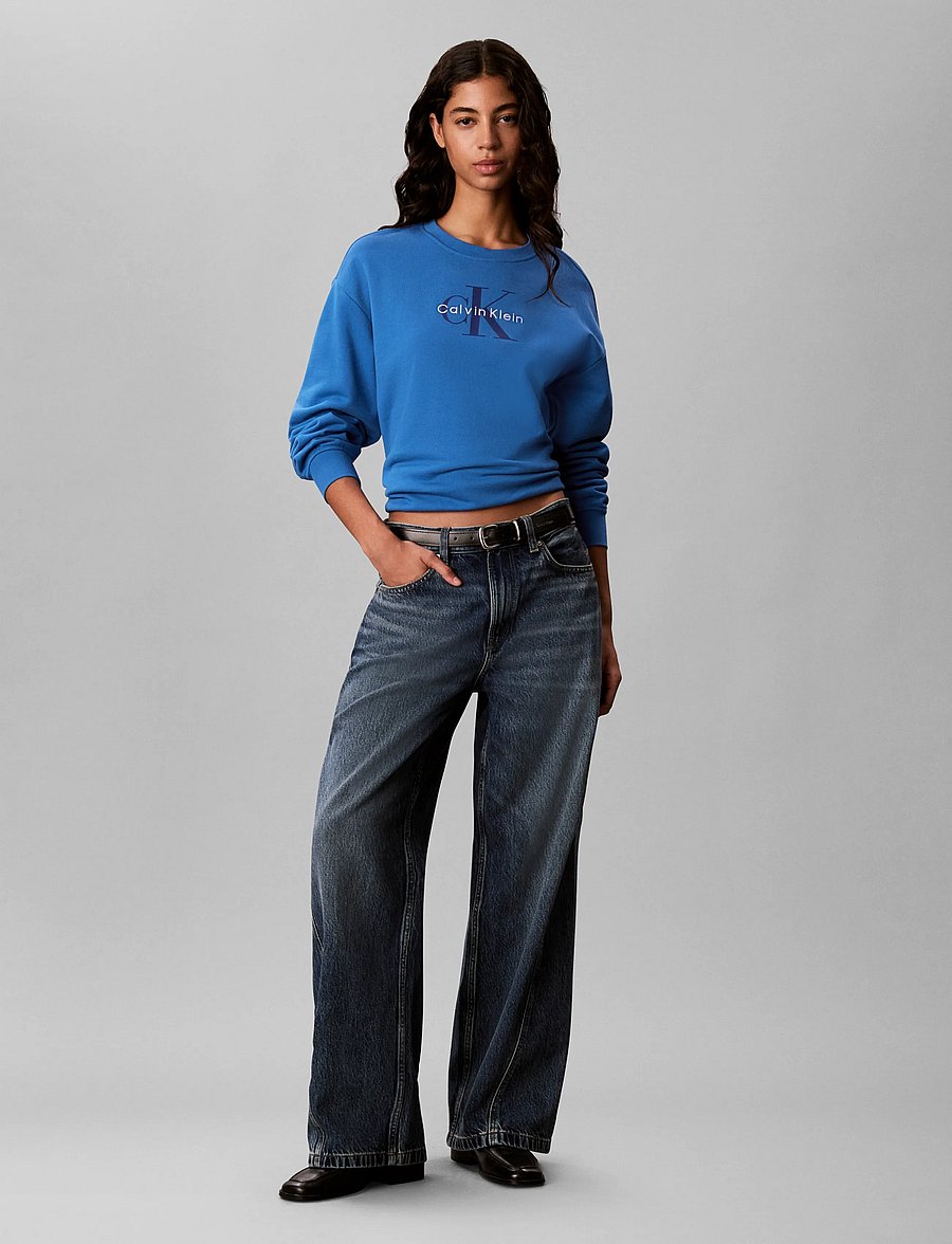 Calvin Klein Jeans - LS MONOLOGO FRENCH TERRY RLXD CR - igapäevane stiil - winter blue - 0