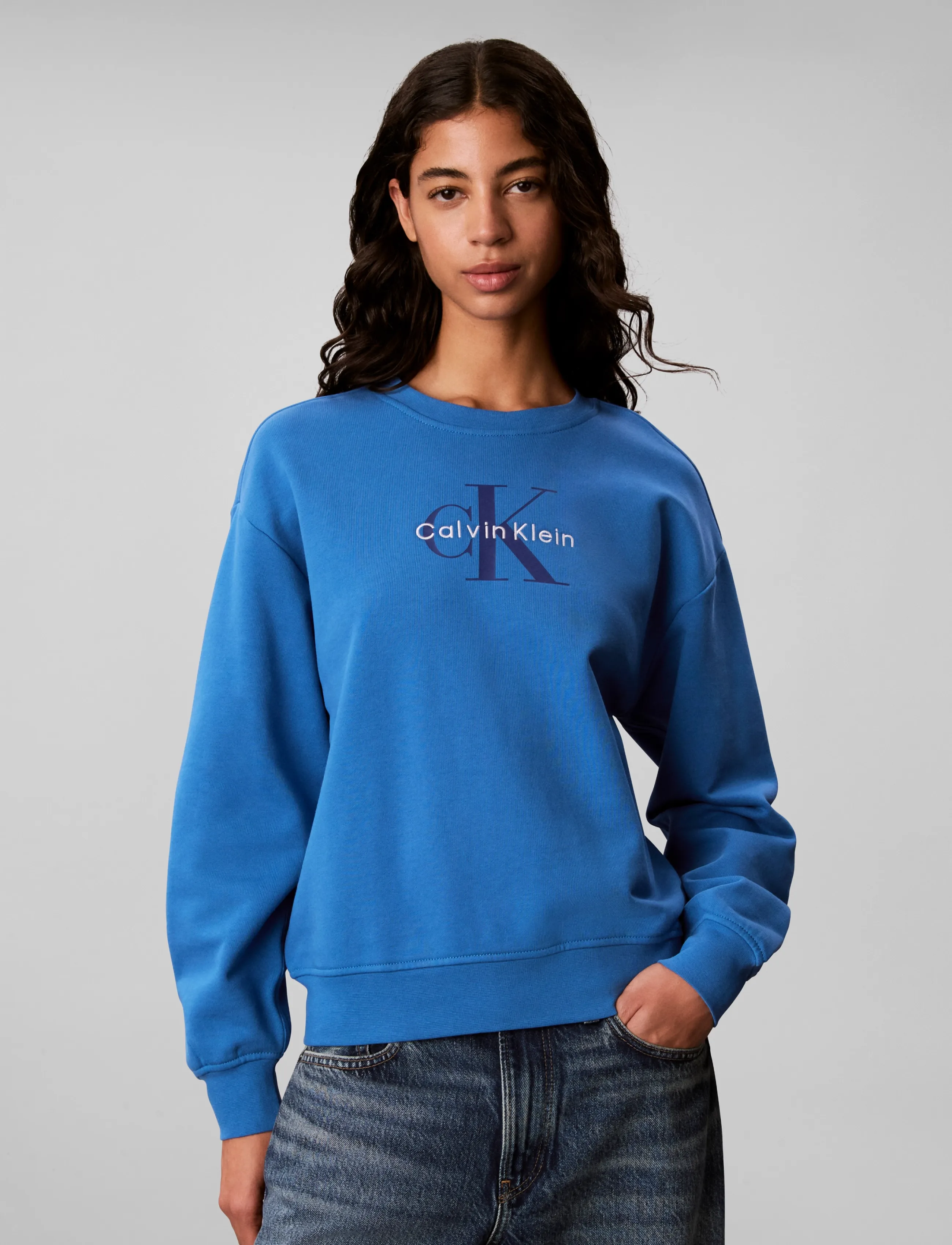 Calvin Klein Jeans - LS MONOLOGO FRENCH TERRY RLXD CR - everyday style - winter blue - 3
