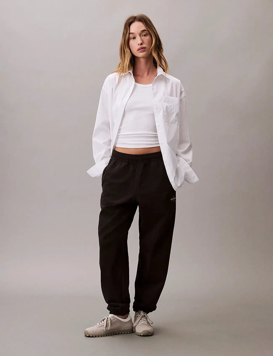 Calvin Klein Jeans - MONOLOGO FRENCH TERRY JOGGER - vardagsstil - black - 0