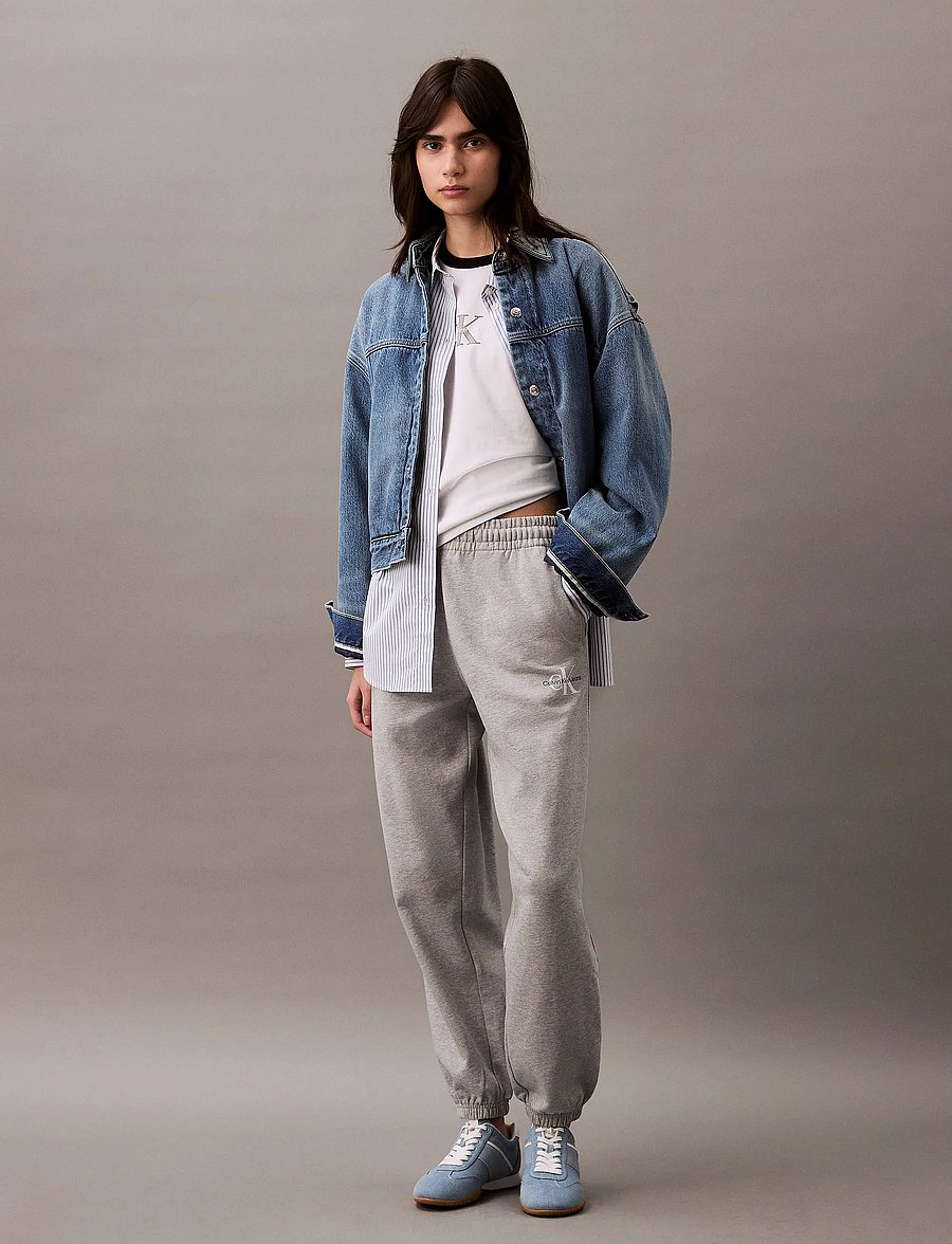 Calvin Klein Jeans - MONOLOGO FRENCH TERRY JOGGER - igapäevane stiil - heroic grey heather - 0