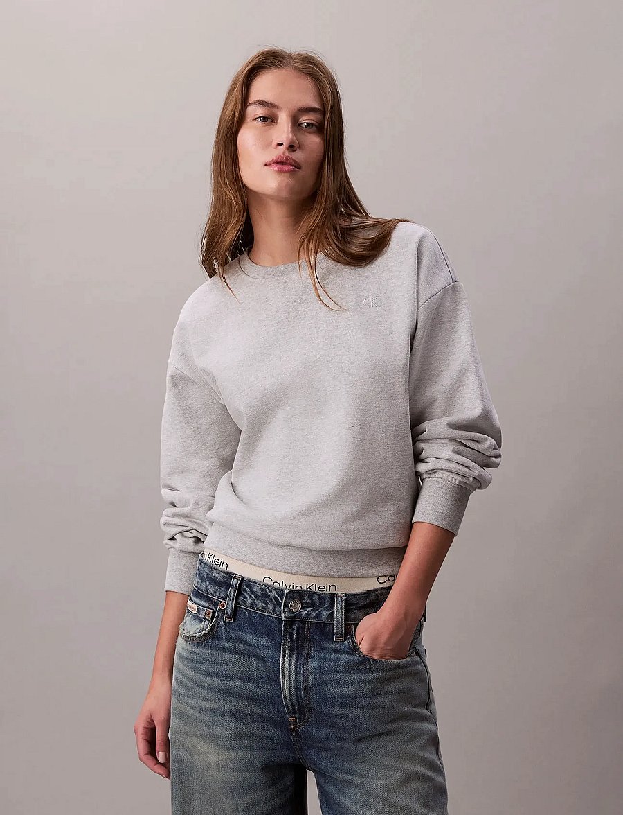 Calvin Klein Jeans - LS ARCHIVE LOGO FRENCH TERRY RLX - sweatshirts - history grey heather - 0