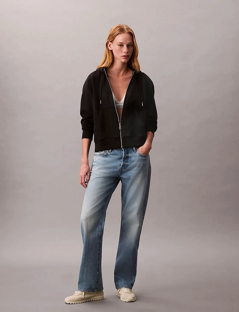 Calvin Klein Jeans - ARCHIVE LOGO FRENCH TERRY FZ HOO - kapuzenpullover - black - 0