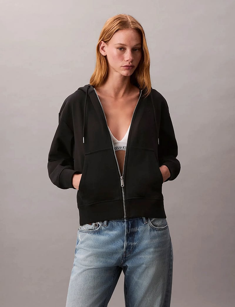 Calvin Klein Jeans - ARCHIVE LOGO FRENCH TERRY FZ HOO - kapuzenpullover - black - 2